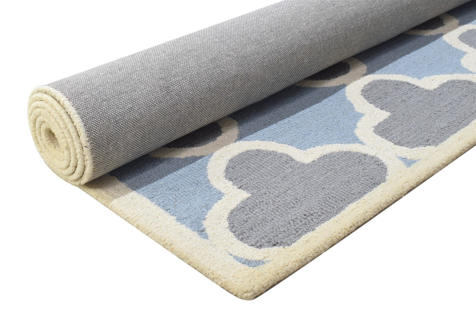 5' X 8' Rug Wool Blue Modern Hand Tufted Moroccan Trellis Room Size Carpet 7864277762197