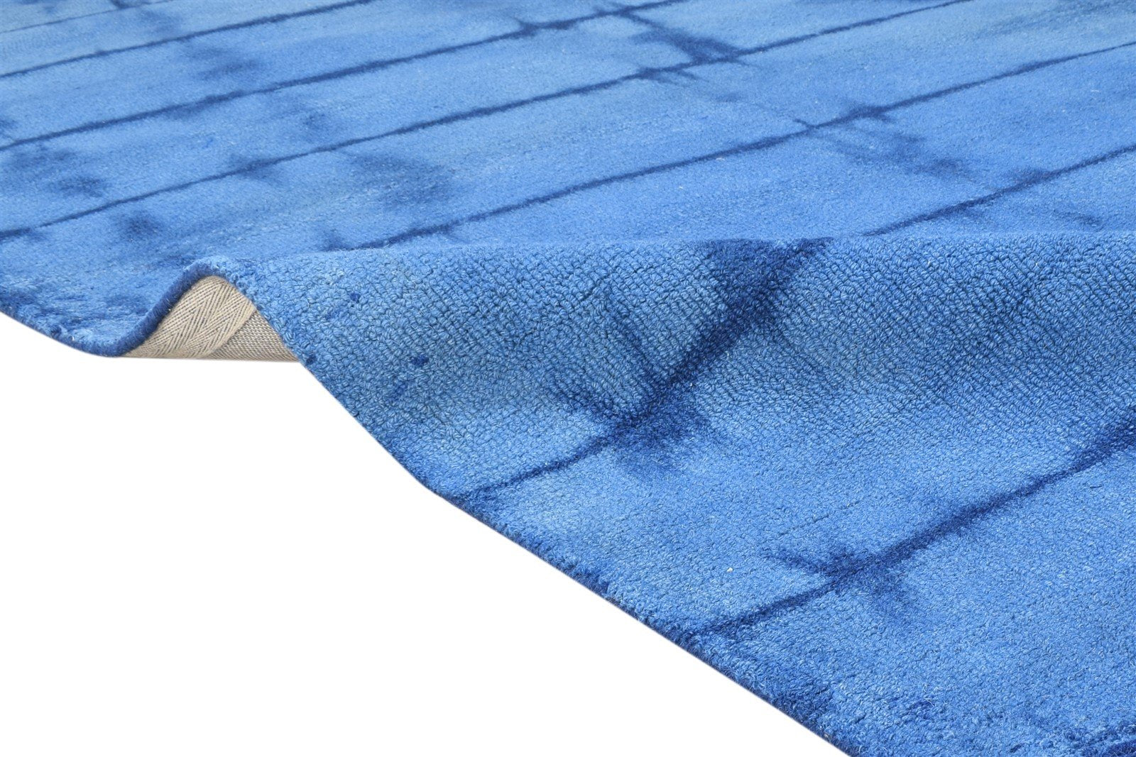 5' X 8' Rug Wool Blue Modern Hand Tufted Shibori Tie Dye Room Size Carpet 7865205620885