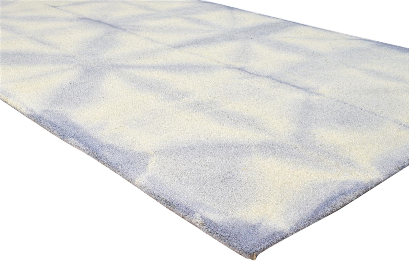 5' X 8' Rug Wool Blue Modern Hand Tufted Shibori Tie Dye Room Size Carpet 7860685471893