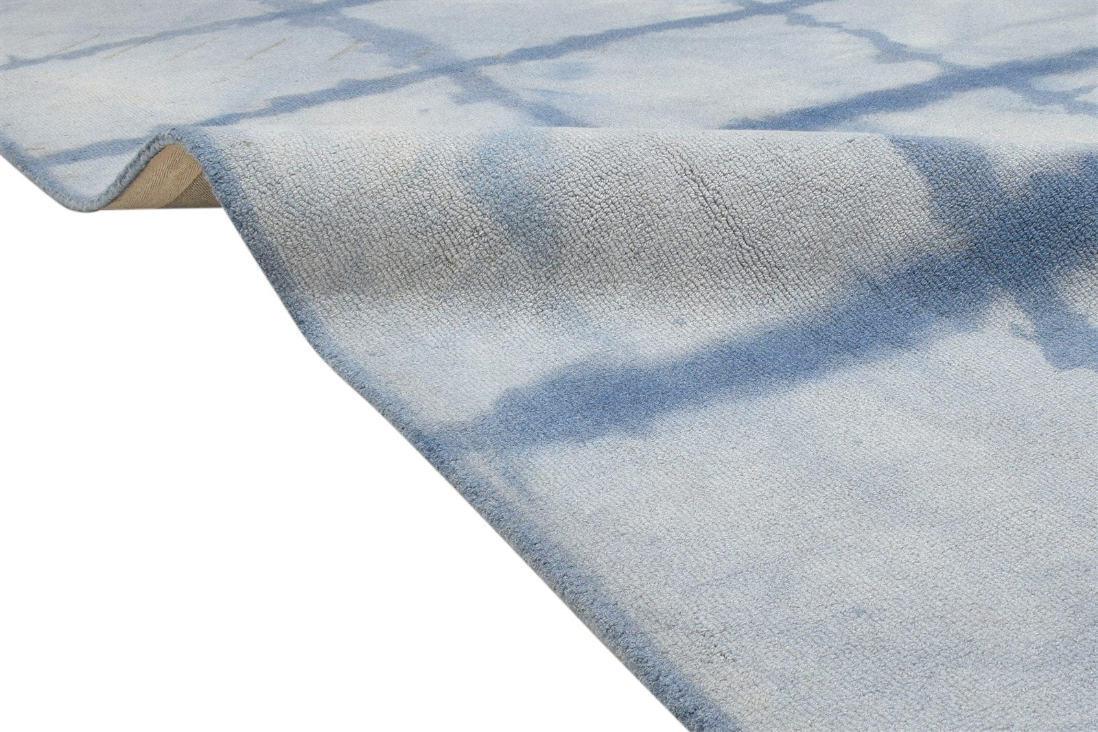 5' X 8' Rug Wool Blue Modern Hand Tufted Shibori Tie Dye Room Size Carpet 7864243191957