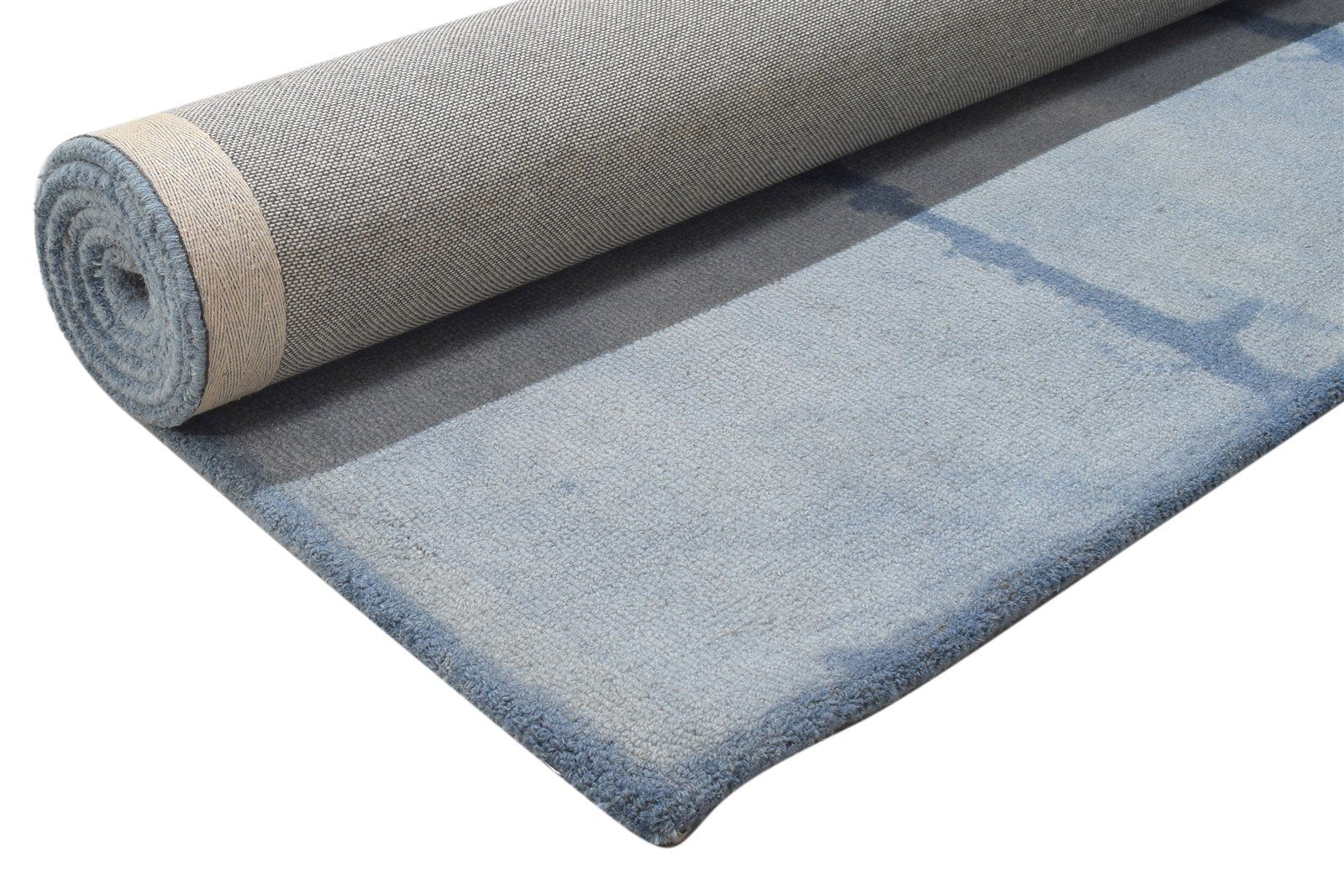 5' X 8' Rug Wool Blue Modern Hand Tufted Shibori Tie Dye Room Size Carpet 7864243191957