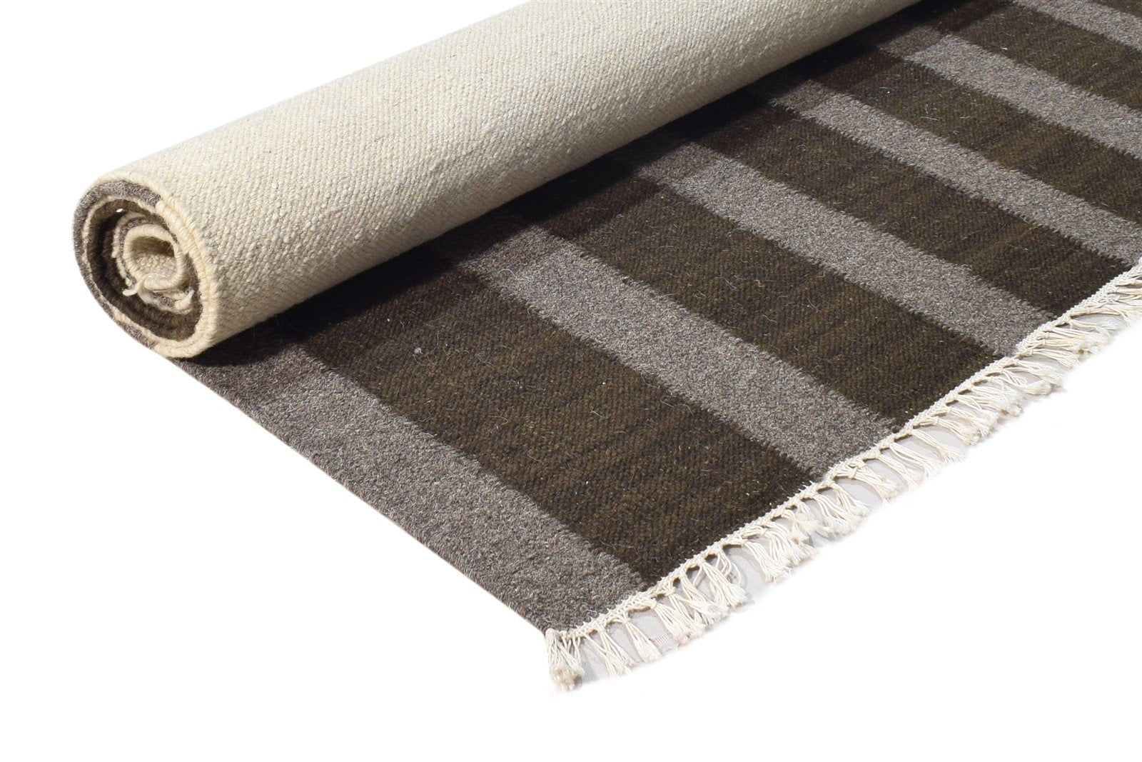 5' X 8' Rug Wool Brown Modern Dhurrie Scandinavian Abstract Room Size Carpet 7865192939669