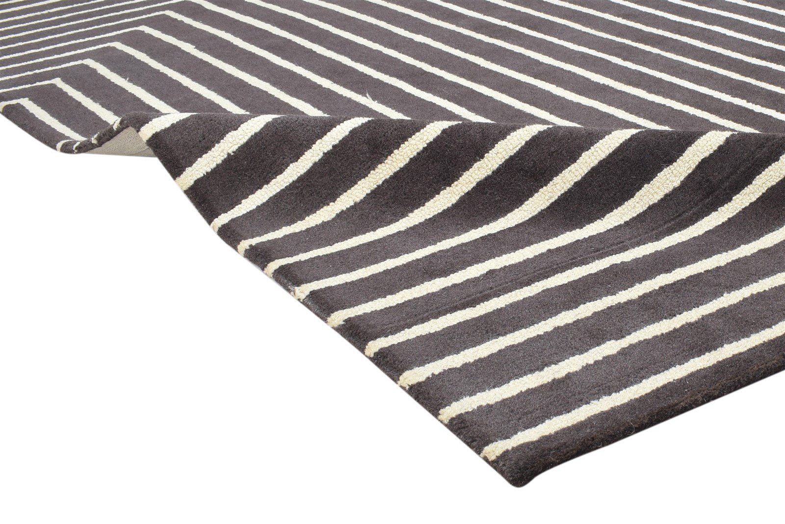 5' X 8' Rug Wool Brown Modern Hand Tufted Indian Geometric Room Size Carpet 7864279400597