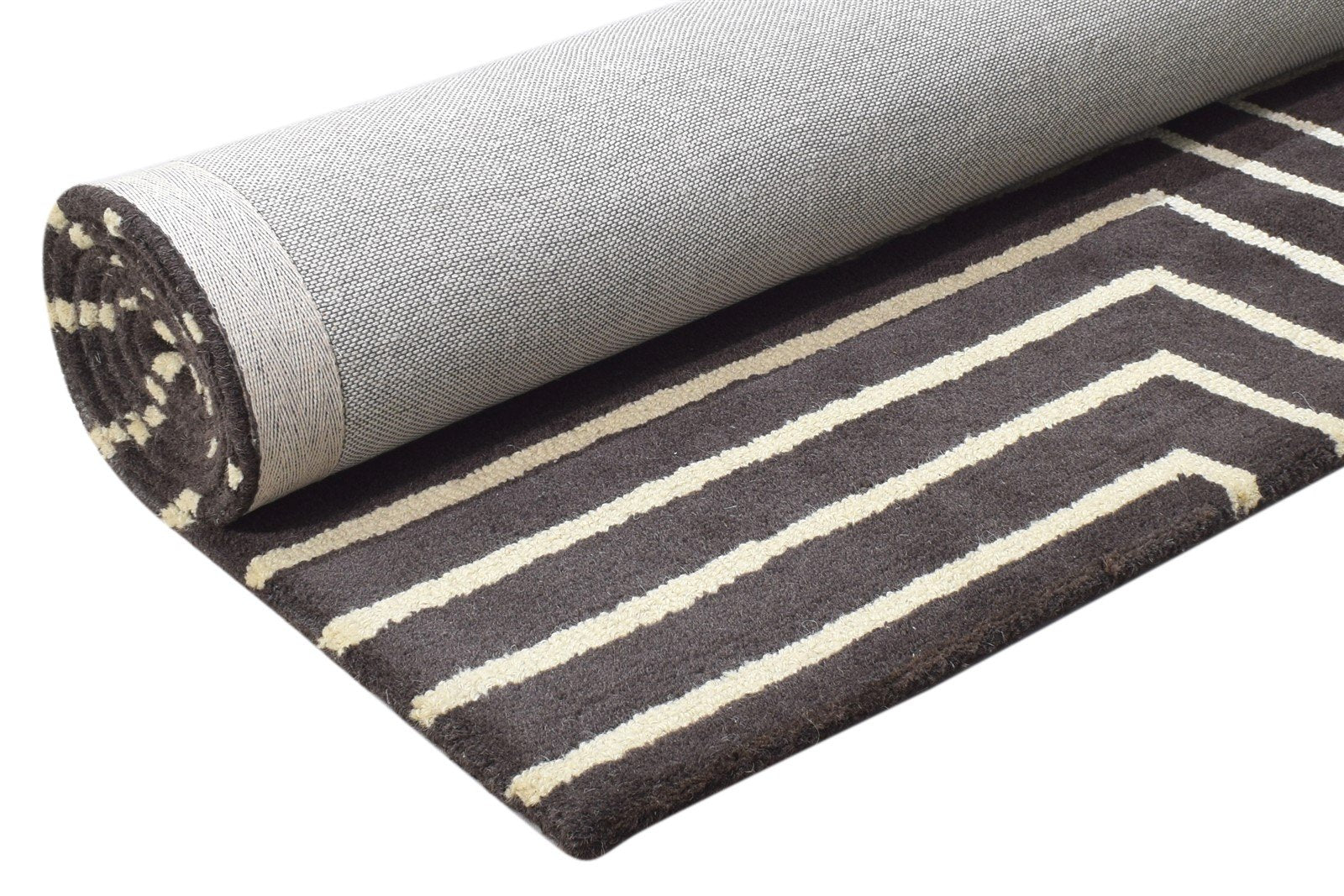 5' X 8' Rug Wool Brown Modern Hand Tufted Indian Geometric Room Size Carpet 7864279400597