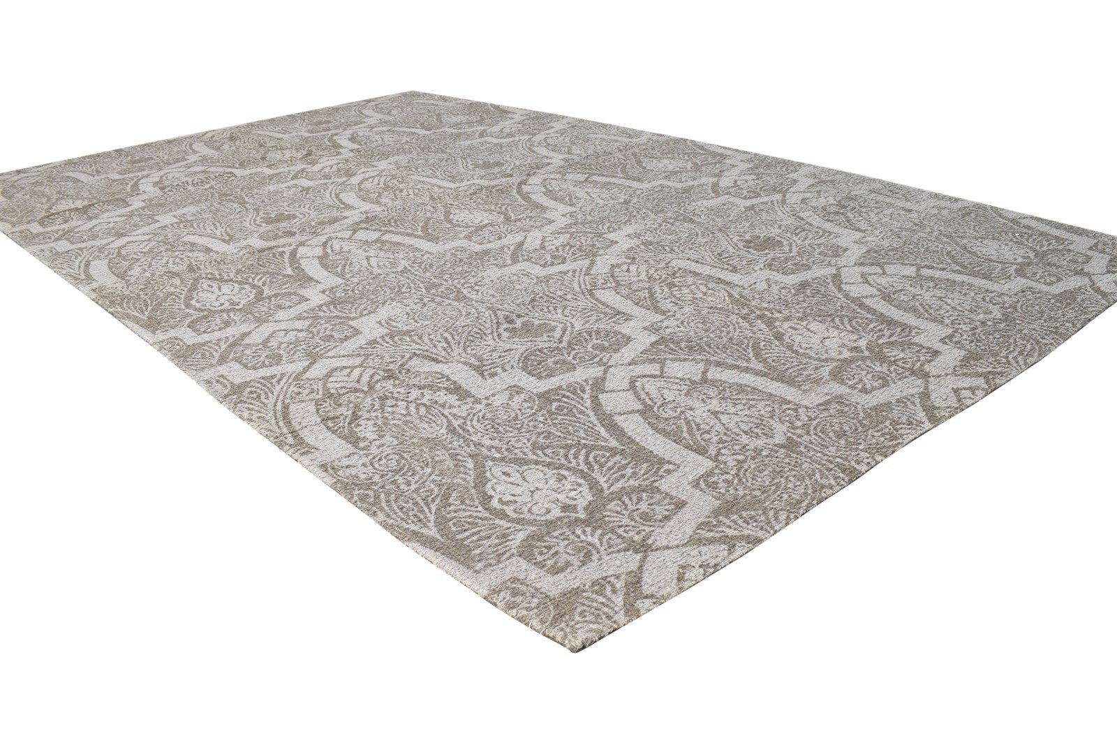 5' X 8' Rug Wool Brown Transitional Dhurrie European Damask Room Size Carpet 7865143066773
