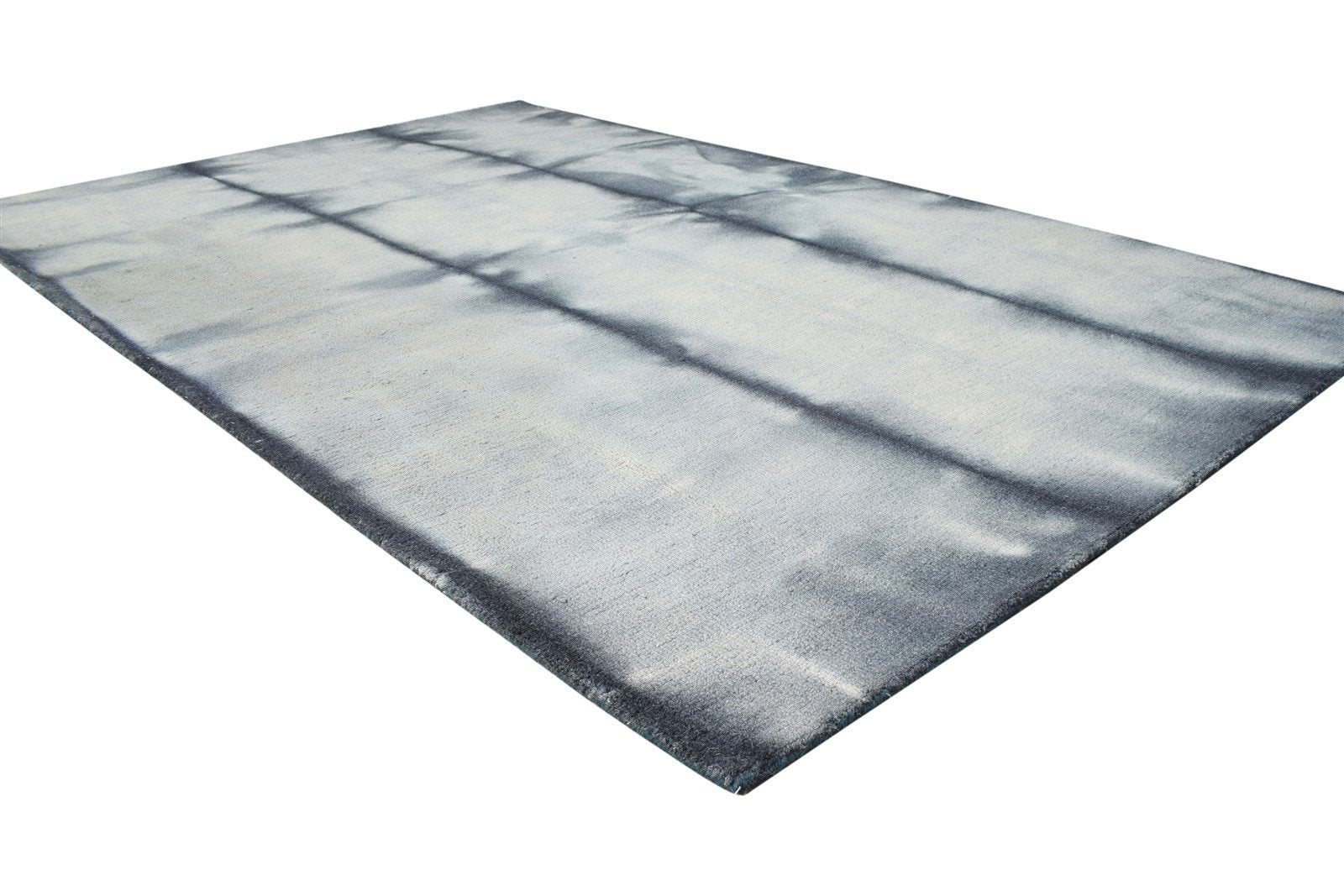 5' X 8' Rug Wool Charcoal Modern Hand Tufted Shibori Tie Dye Room Size Carpet 7865256804501