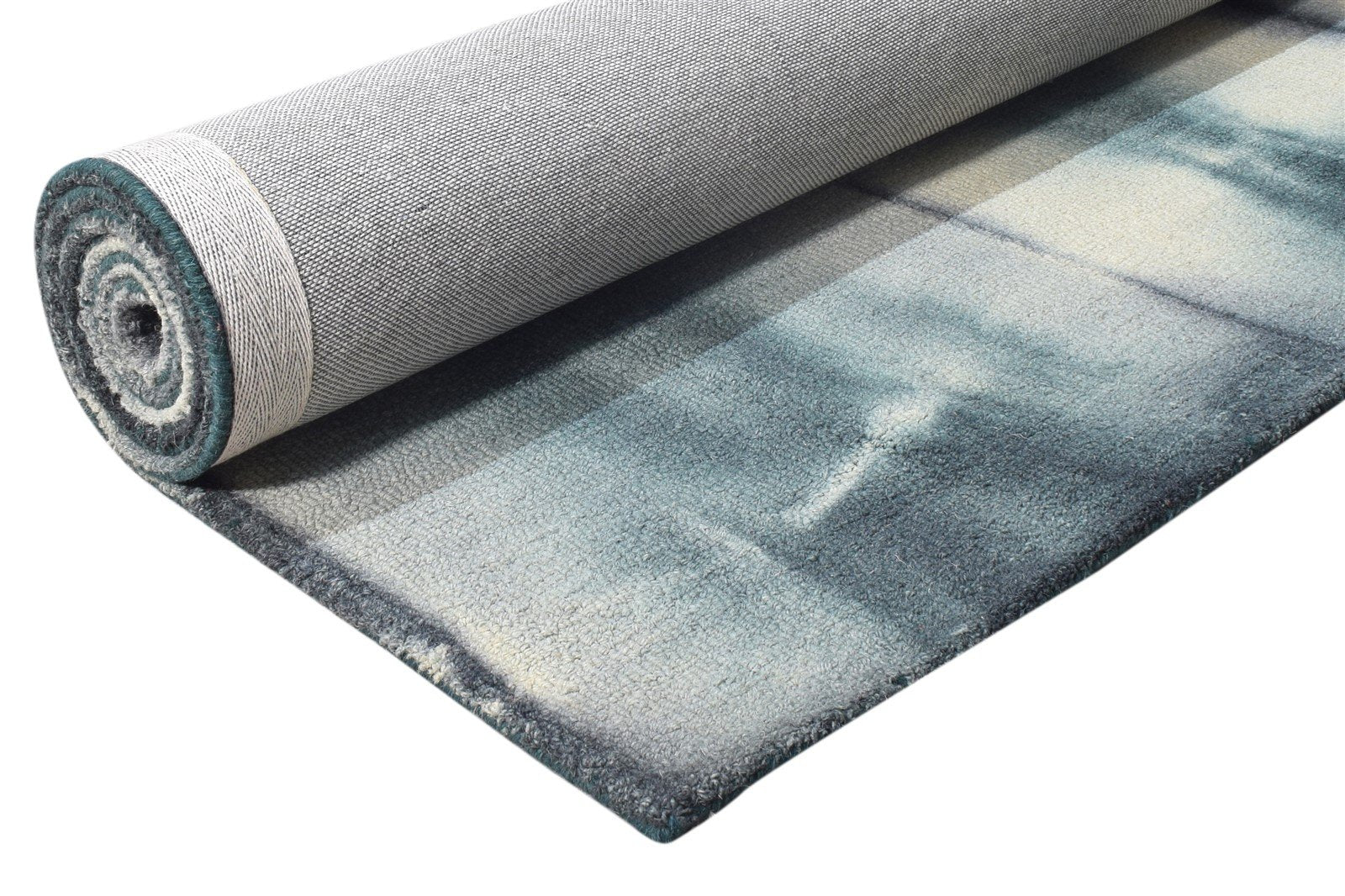 5' X 8' Rug Wool Charcoal Modern Hand Tufted Shibori Tie Dye Room Size Carpet 7865175441557