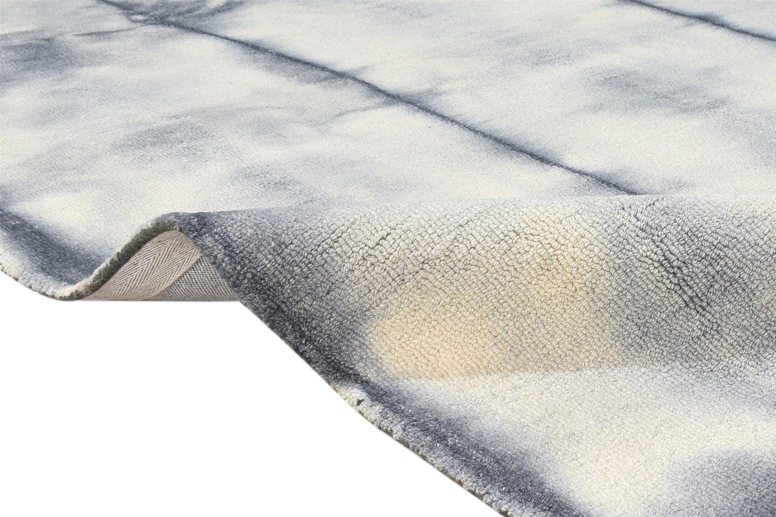 5' X 8' Rug Wool Charcoal Modern Hand Tufted Shibori Tie Dye Room Size Carpet 7865175998613