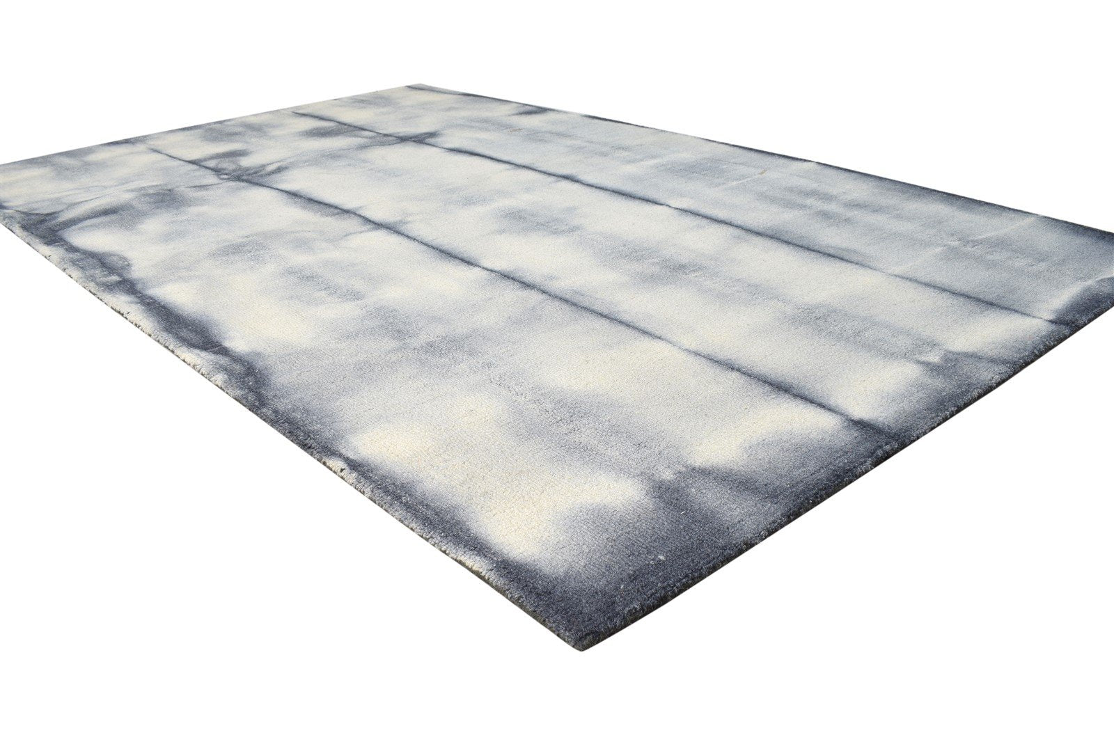 5' X 8' Rug Wool Charcoal Modern Hand Tufted Shibori Tie Dye Room Size Carpet 7865175998613