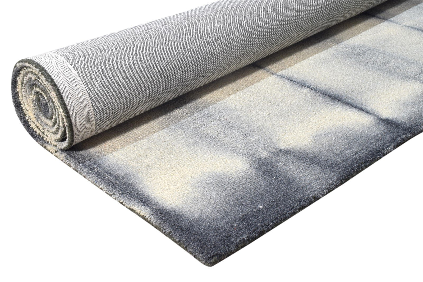 5' X 8' Rug Wool Charcoal Modern Hand Tufted Shibori Tie Dye Room Size Carpet 7865175998613