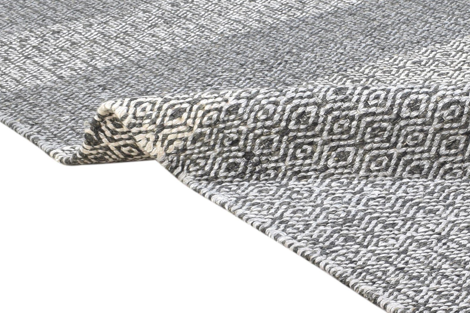 5' X 8' Rug Wool Dark Grey Modern Dhurrie Scandinavian Diamond Room Size Carpet 7864475287701