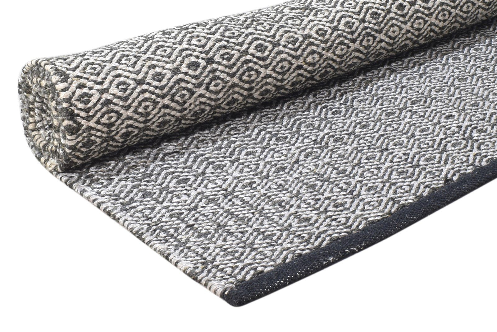 5' X 8' Rug Wool Dark Grey Modern Dhurrie Scandinavian Diamond Room Size Carpet 7864475287701