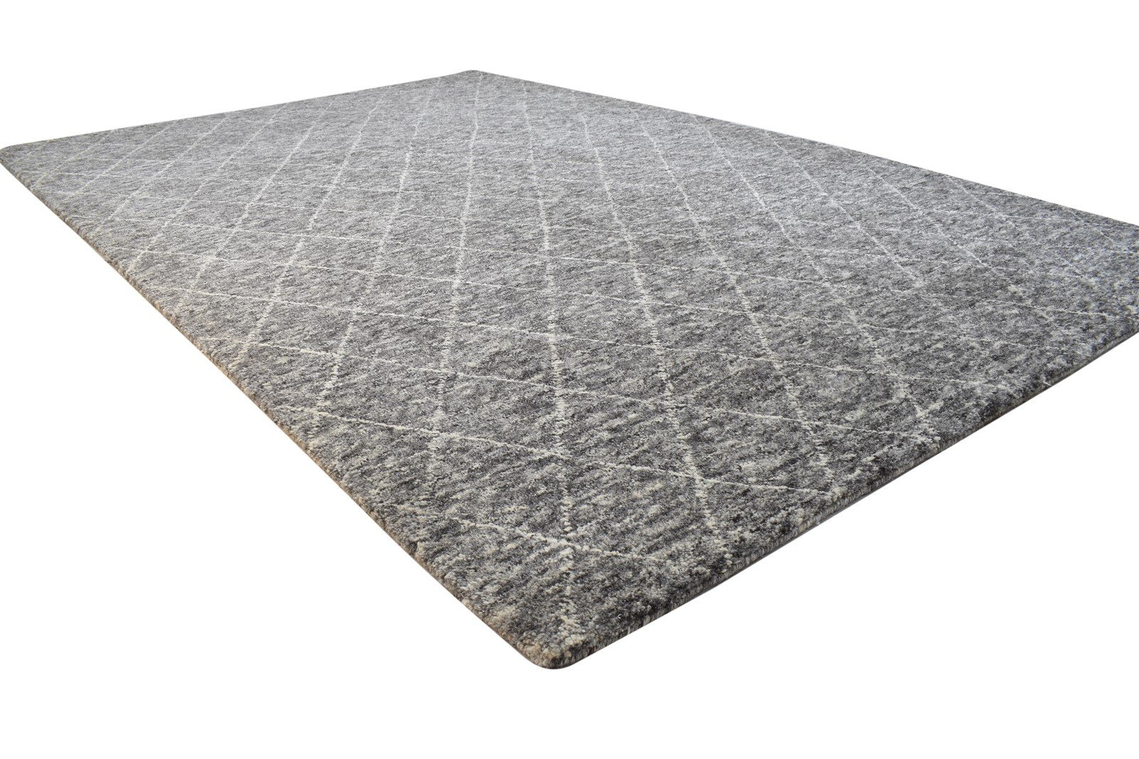 5' X 8' Rug Wool Dark Grey Modern Hand Woven Moroccan Diamond Room Size Carpet 7864163860629