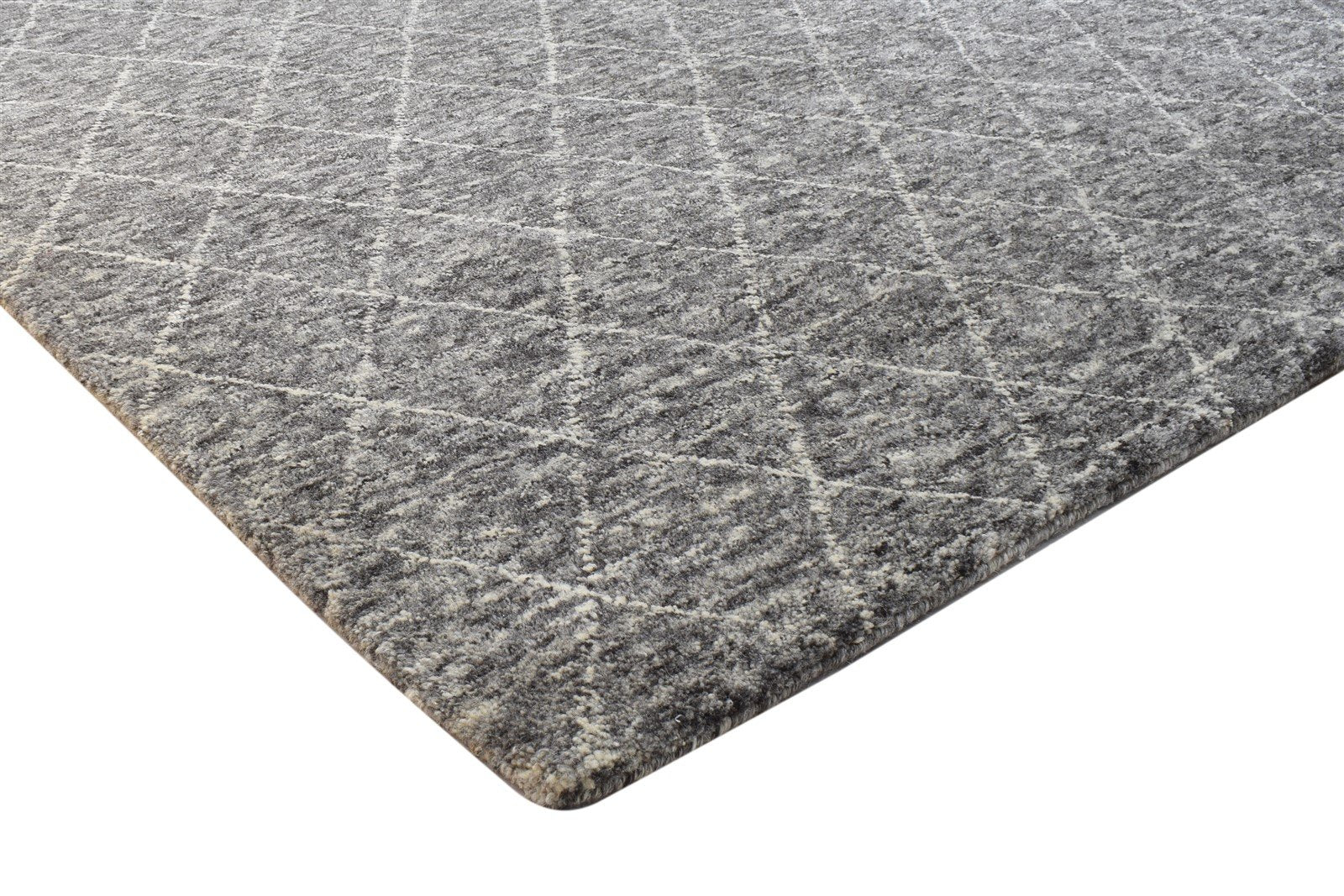 5' X 8' Rug Wool Dark Grey Modern Hand Woven Moroccan Diamond Room Size Carpet 7864163860629