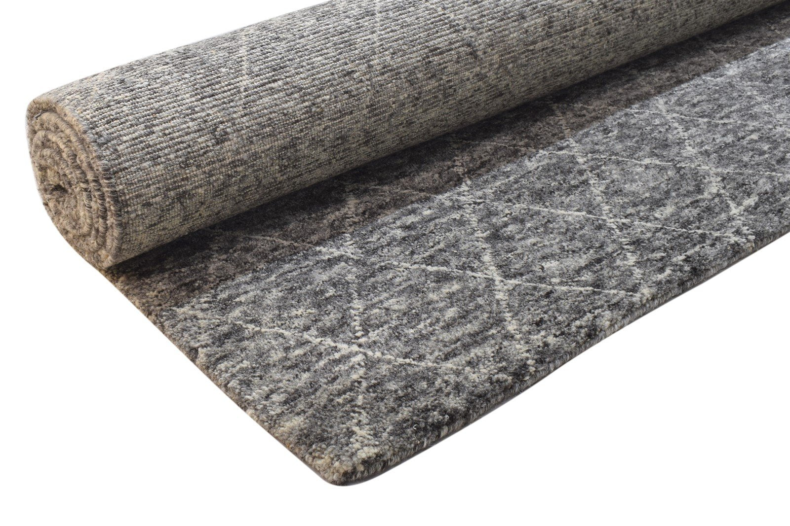 5' X 8' Rug Wool Dark Grey Modern Hand Woven Moroccan Diamond Room Size Carpet 7864163860629