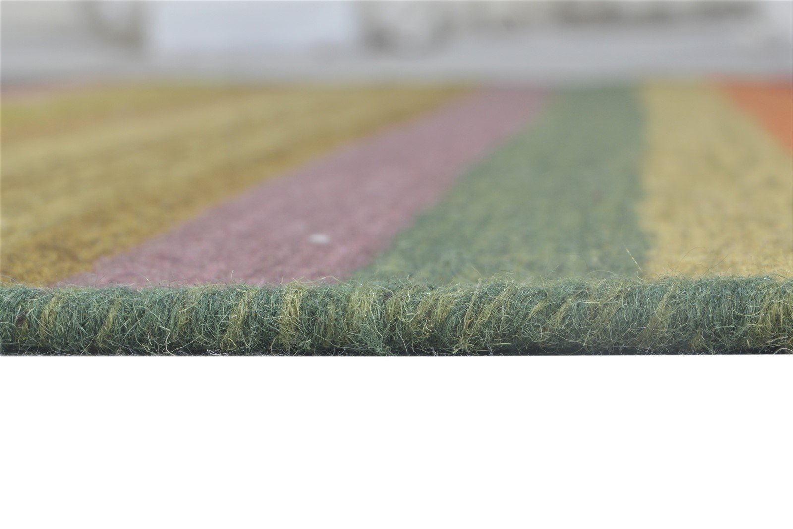 5' X 8' Rug Wool Green Modern Dhurrie Bohemian Striped Room Size Carpet 7865019400341