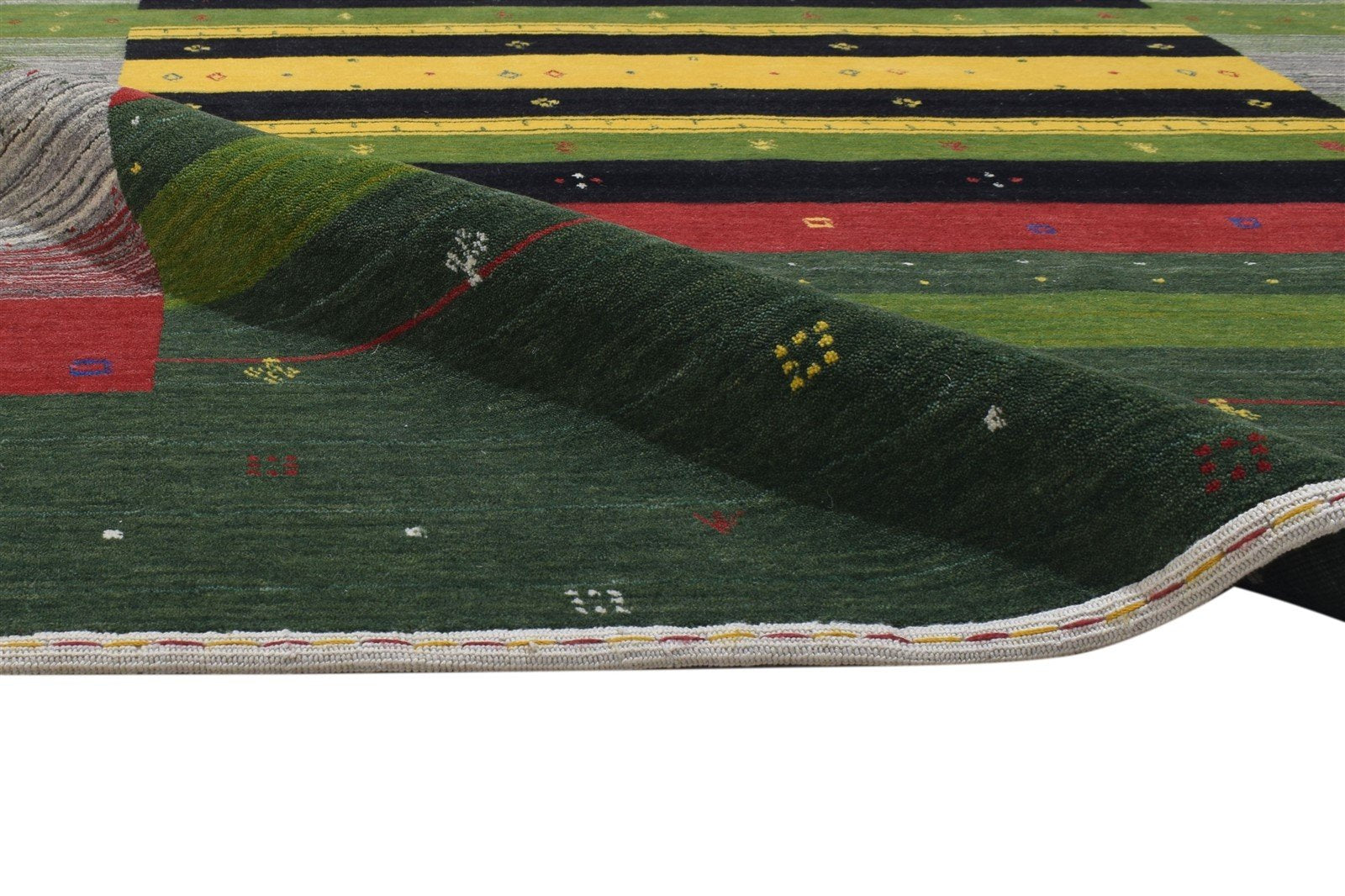 5' X 8' Rug Wool Green Modern Handloom Gabbeh Southwestern Room Size Carpet 7864153342101