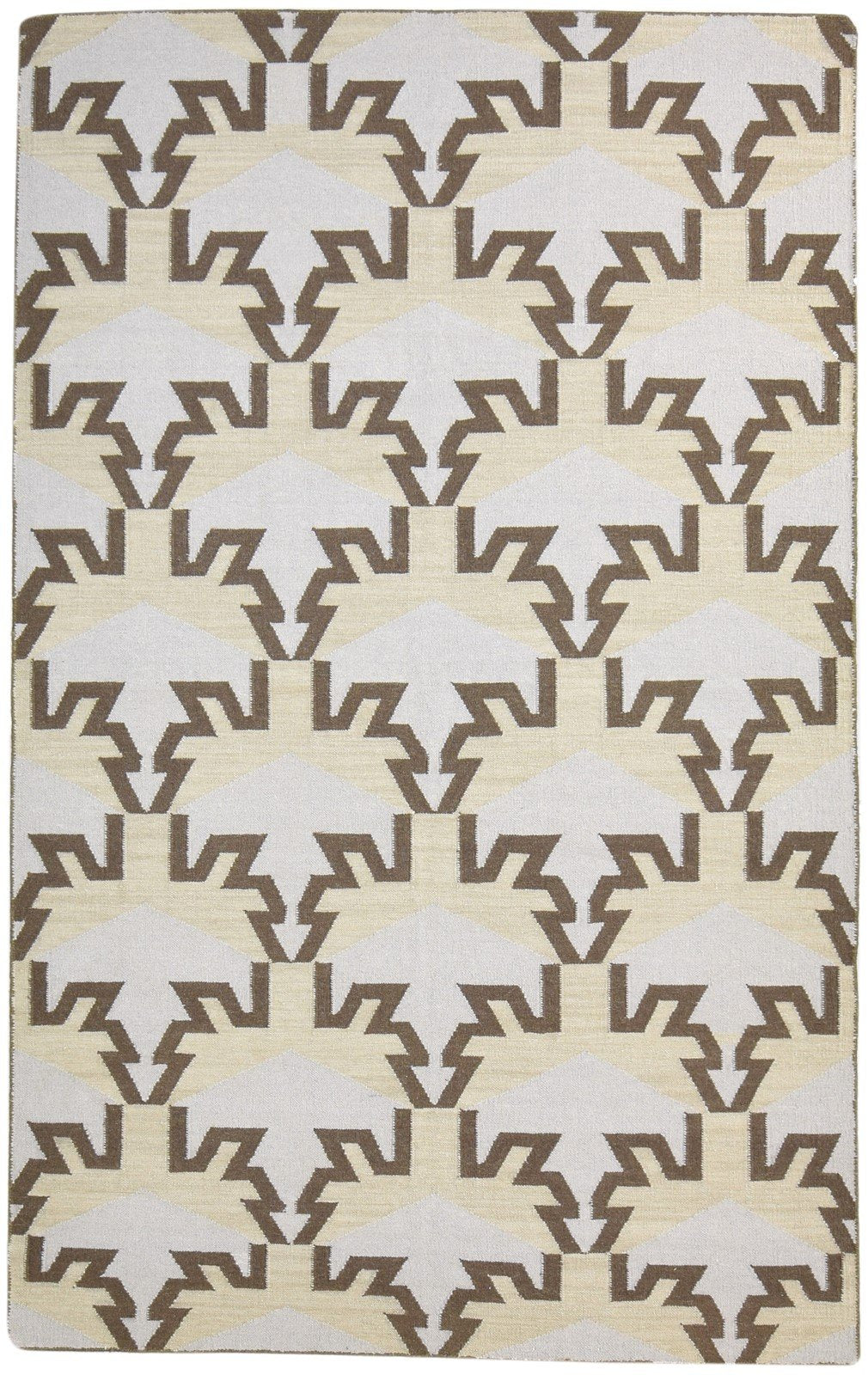 5' X 8' Rug Wool Grey Modern Dhurrie Moroccan Geometric Room Size Carpet 7865027494037