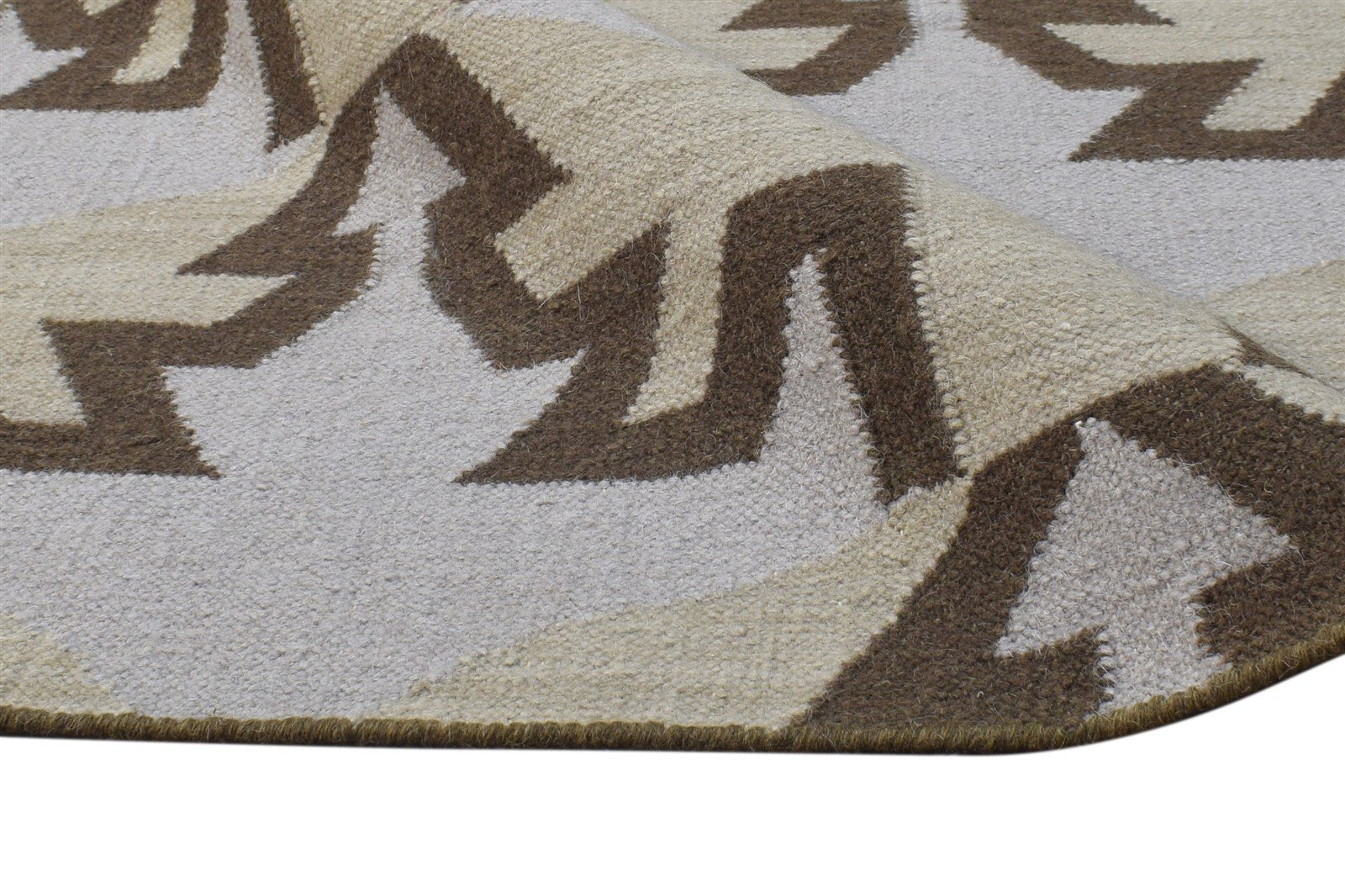 5' X 8' Rug Wool Grey Modern Dhurrie Moroccan Geometric Room Size Carpet 7865027494037