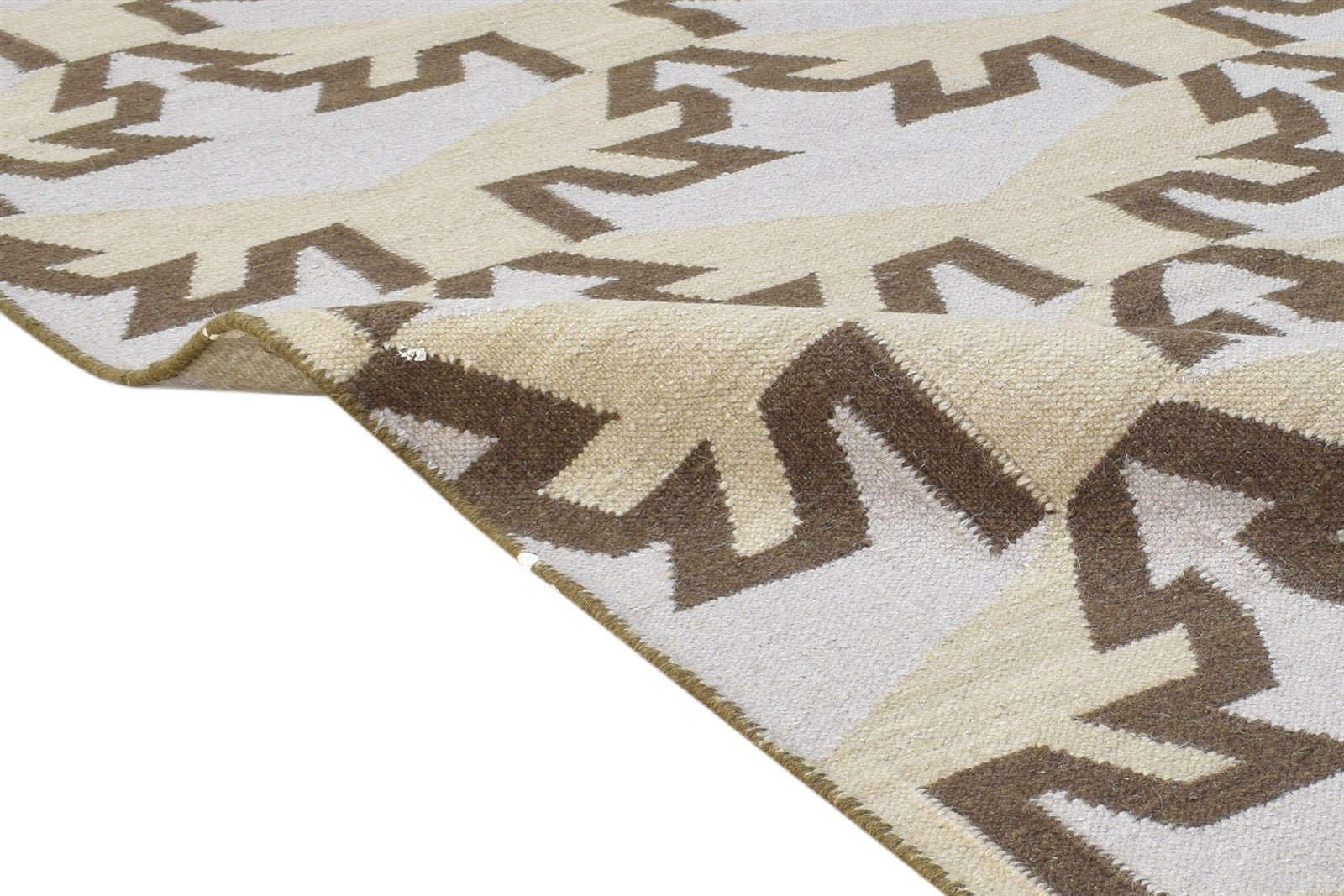 5' X 8' Rug Wool Grey Modern Dhurrie Moroccan Geometric Room Size Carpet 7865027494037