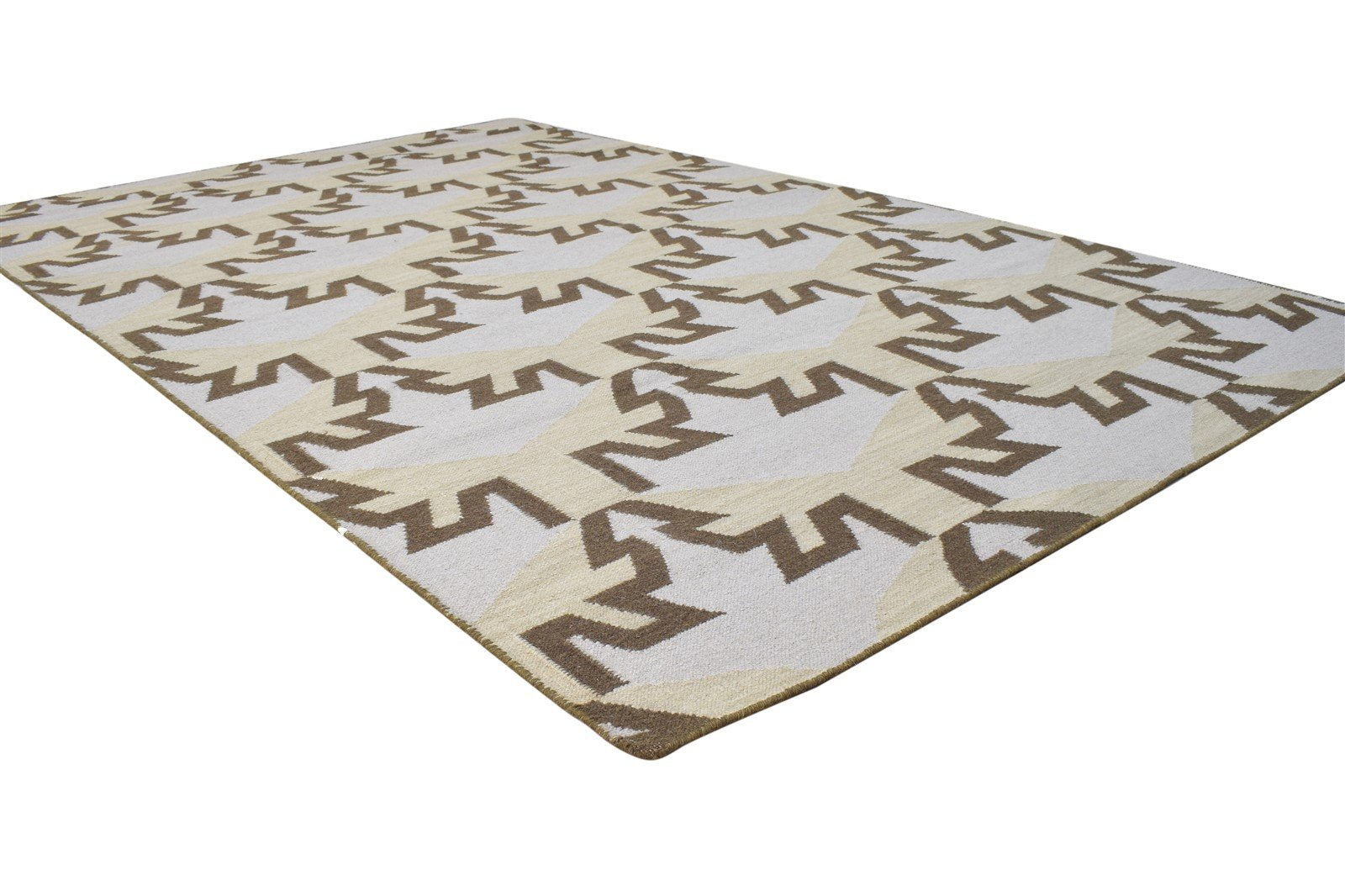 5' X 8' Rug Wool Grey Modern Dhurrie Moroccan Geometric Room Size Carpet 7865027494037