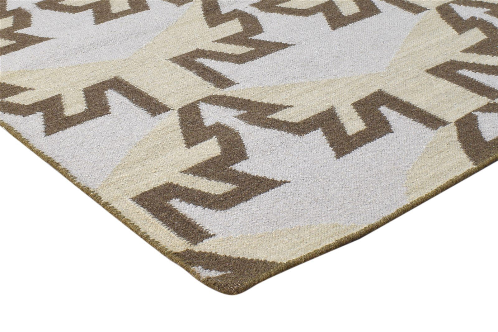 5' X 8' Rug Wool Grey Modern Dhurrie Moroccan Geometric Room Size Carpet 7865027494037