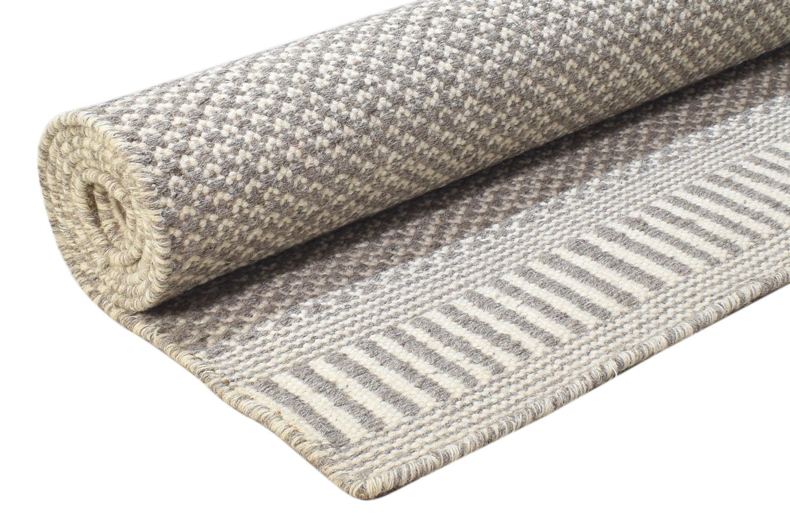 5' X 8' Rug Wool Grey Modern Dhurrie Scandinavian Solid Room Size Carpet 7864454742165