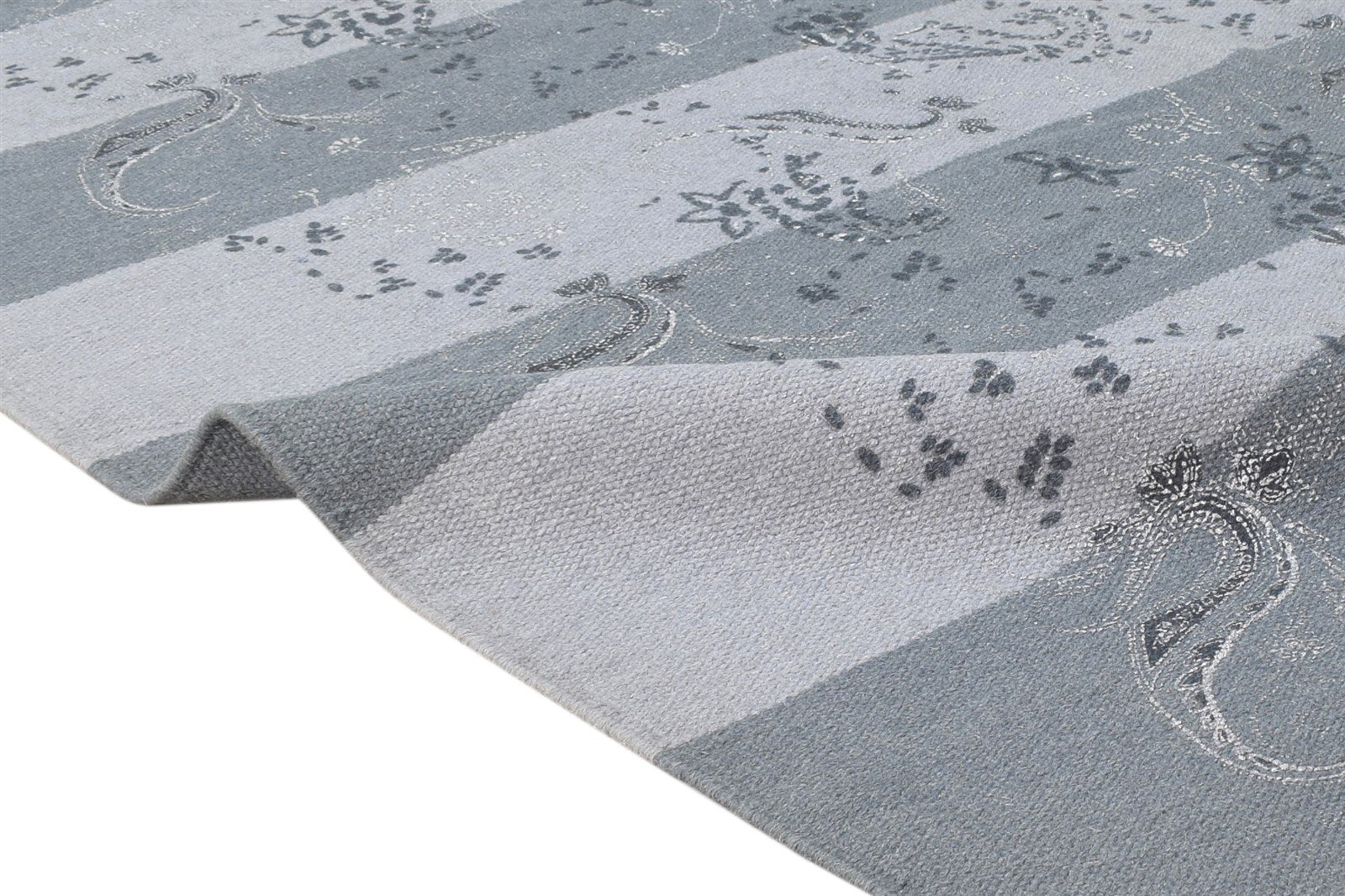 5' X 8' Rug Wool Grey Modern Dhurrie Scandinavian Striped Room Size Carpet 7865241206933