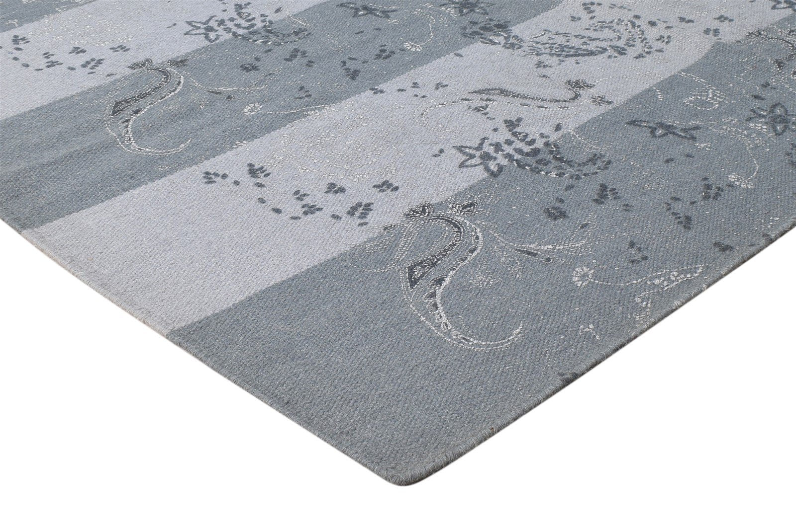 5' X 8' Rug Wool Grey Modern Dhurrie Scandinavian Striped Room Size Carpet 7865241206933