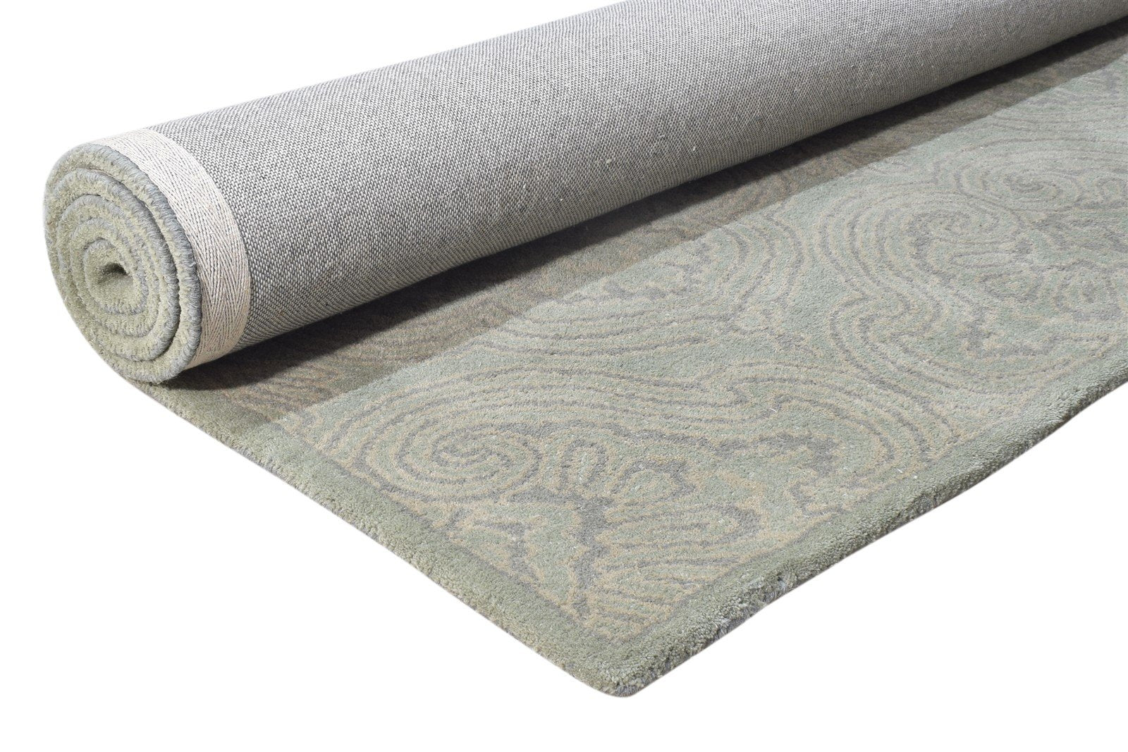 5' X 8' Rug Wool Grey Modern Hand Tufted European Damask Room Size Carpet 7865177178261