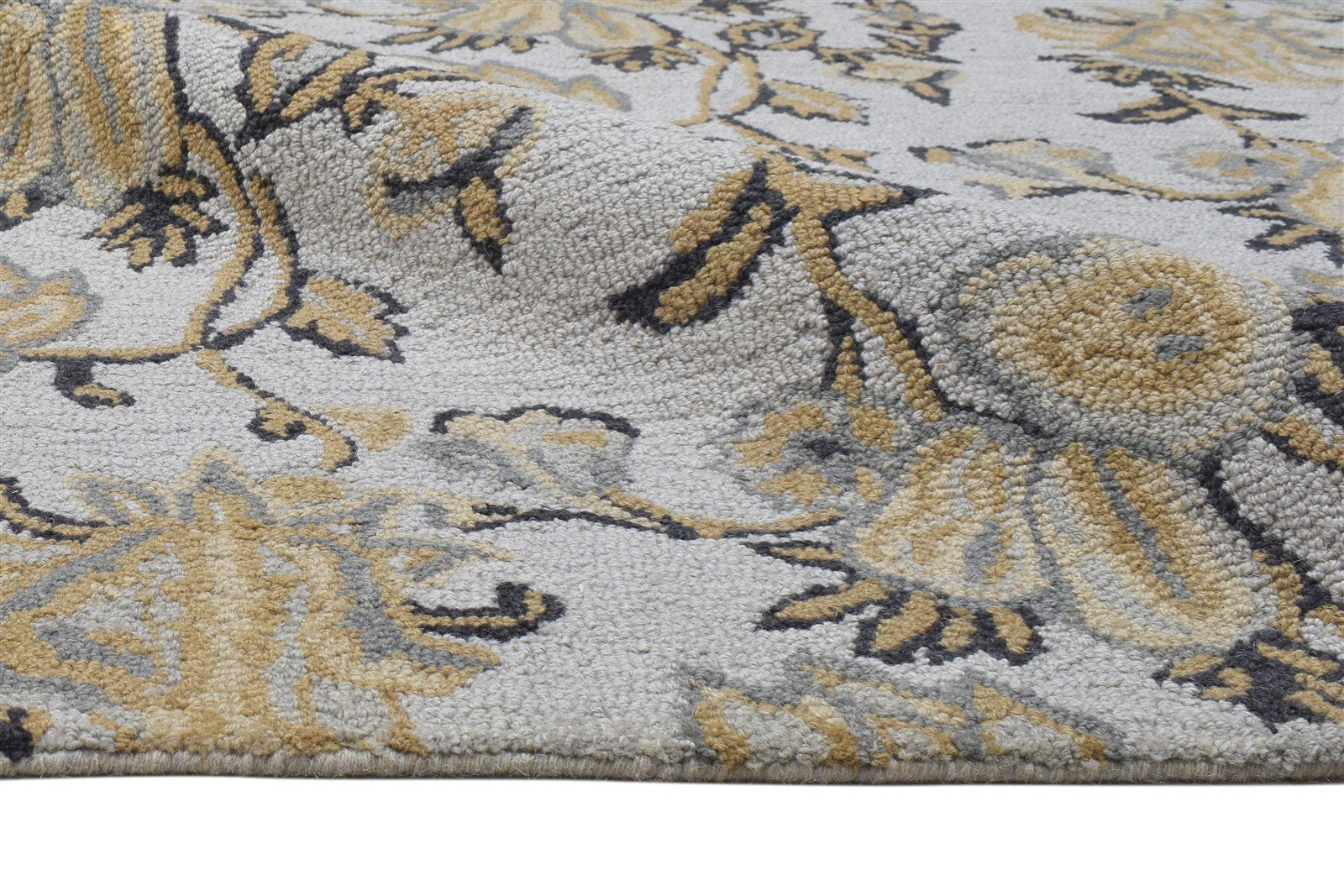 5' X 8' Rug Wool Grey Modern Hand Tufted French Floral Room Size Carpet 7864094720149