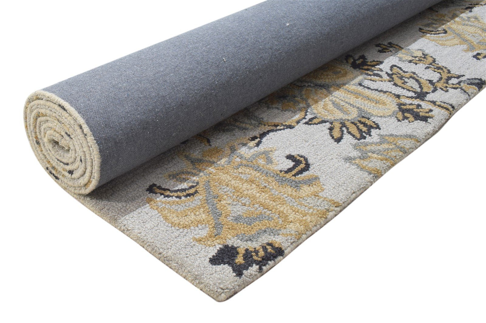 5' X 8' Rug Wool Grey Modern Hand Tufted French Floral Room Size Carpet 7864094720149