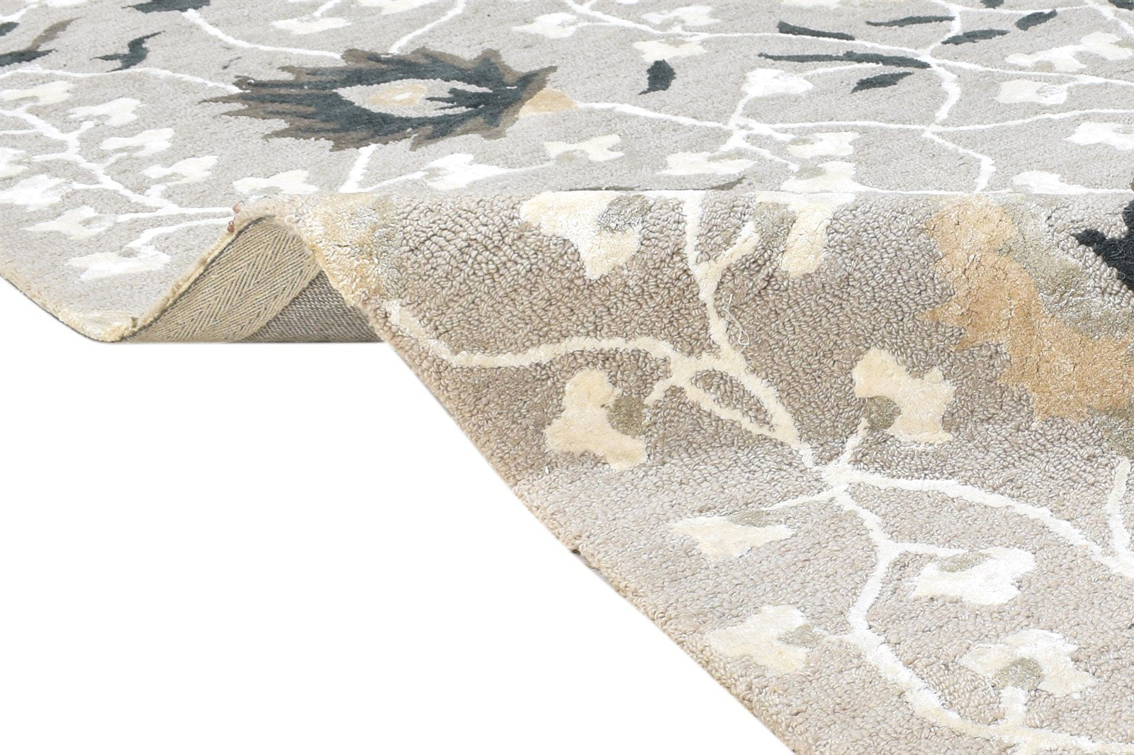 Brandy 5' X 8' Rug Wool Grey Modern Hand Tufted French Floral 7865074745493