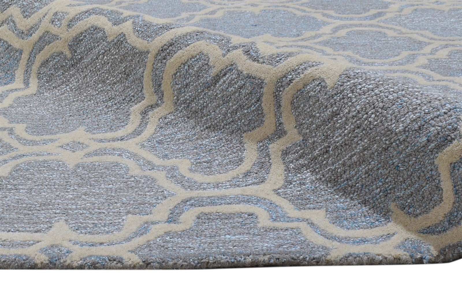 5' X 8' Rug Wool Grey Modern Hand Tufted Moroccan Scroll Tile Room Size Carpet 7864329175189