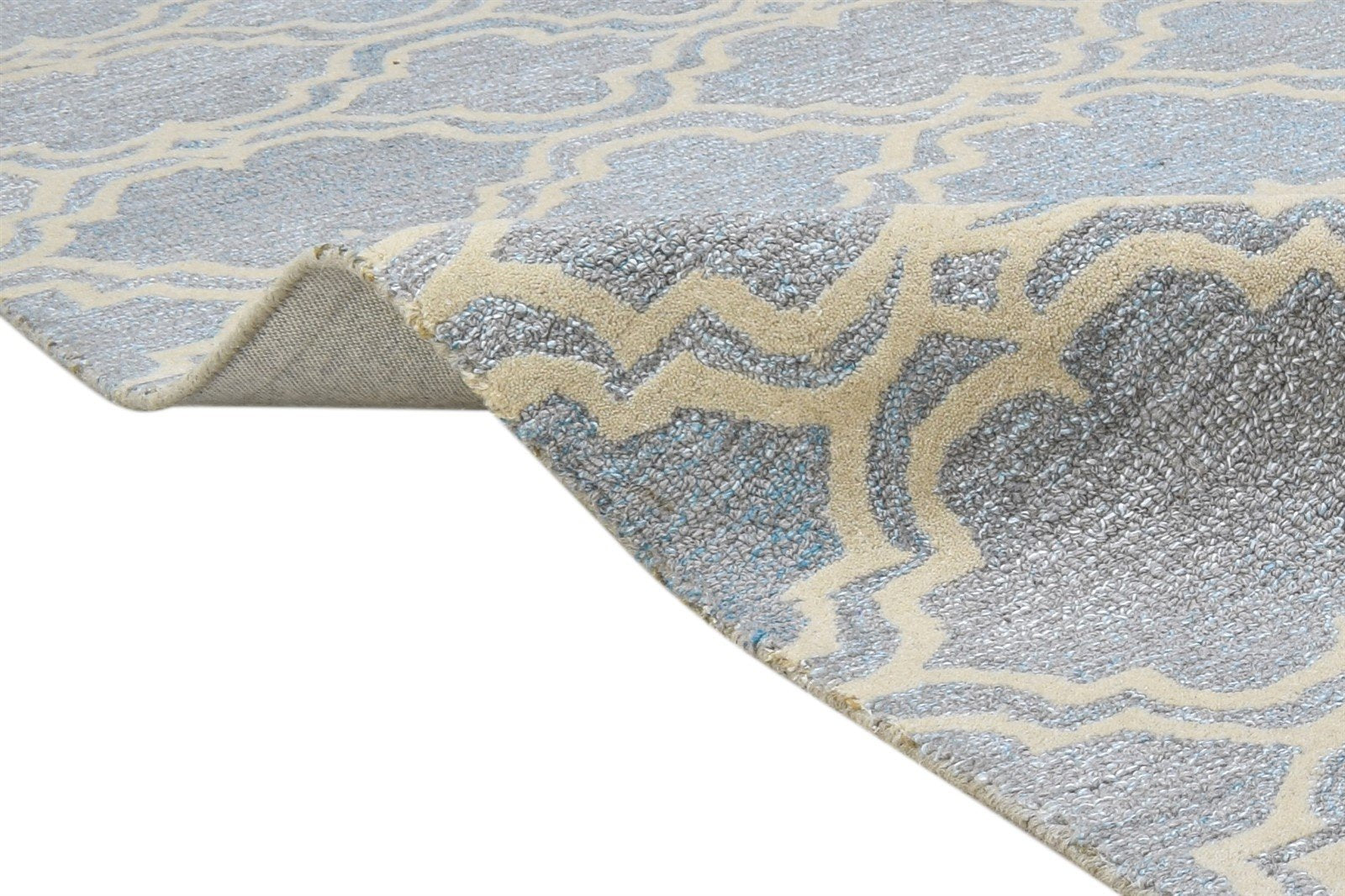 5' X 8' Rug Wool Grey Modern Hand Tufted Moroccan Scroll Tile Room Size Carpet 7864329175189