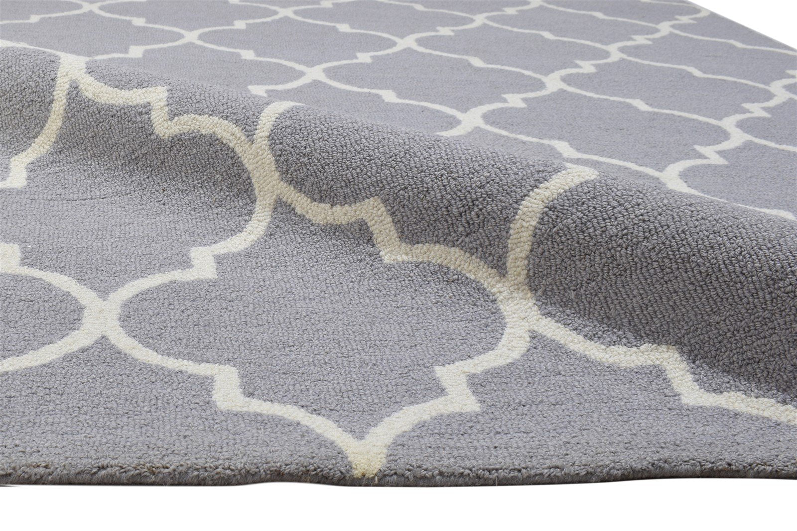 5' X 8' Rug Wool Grey Modern Hand Tufted Moroccan Trellis Room Size Carpet 7864248402069