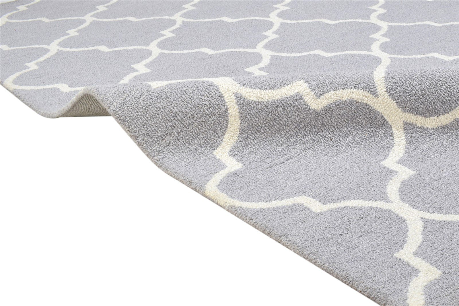 5' X 8' Rug Wool Grey Modern Hand Tufted Moroccan Trellis Room Size Carpet 7864248402069