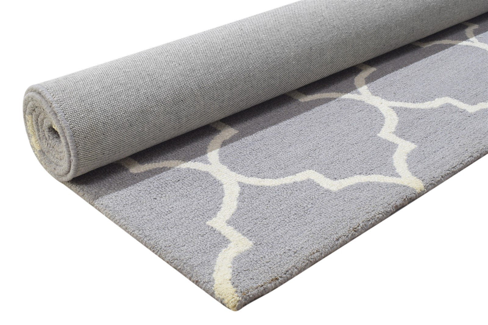 5' X 8' Rug Wool Grey Modern Hand Tufted Moroccan Trellis Room Size Carpet 7864248402069