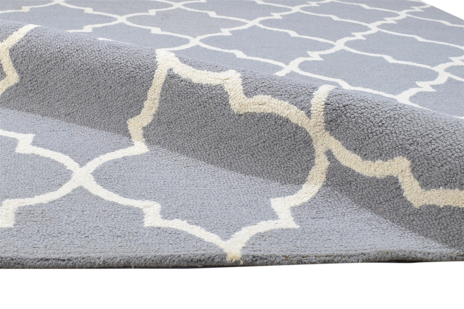 5' X 8' Rug Wool Grey Modern Hand Tufted Moroccan Trellis Room Size Carpet 7864287297685