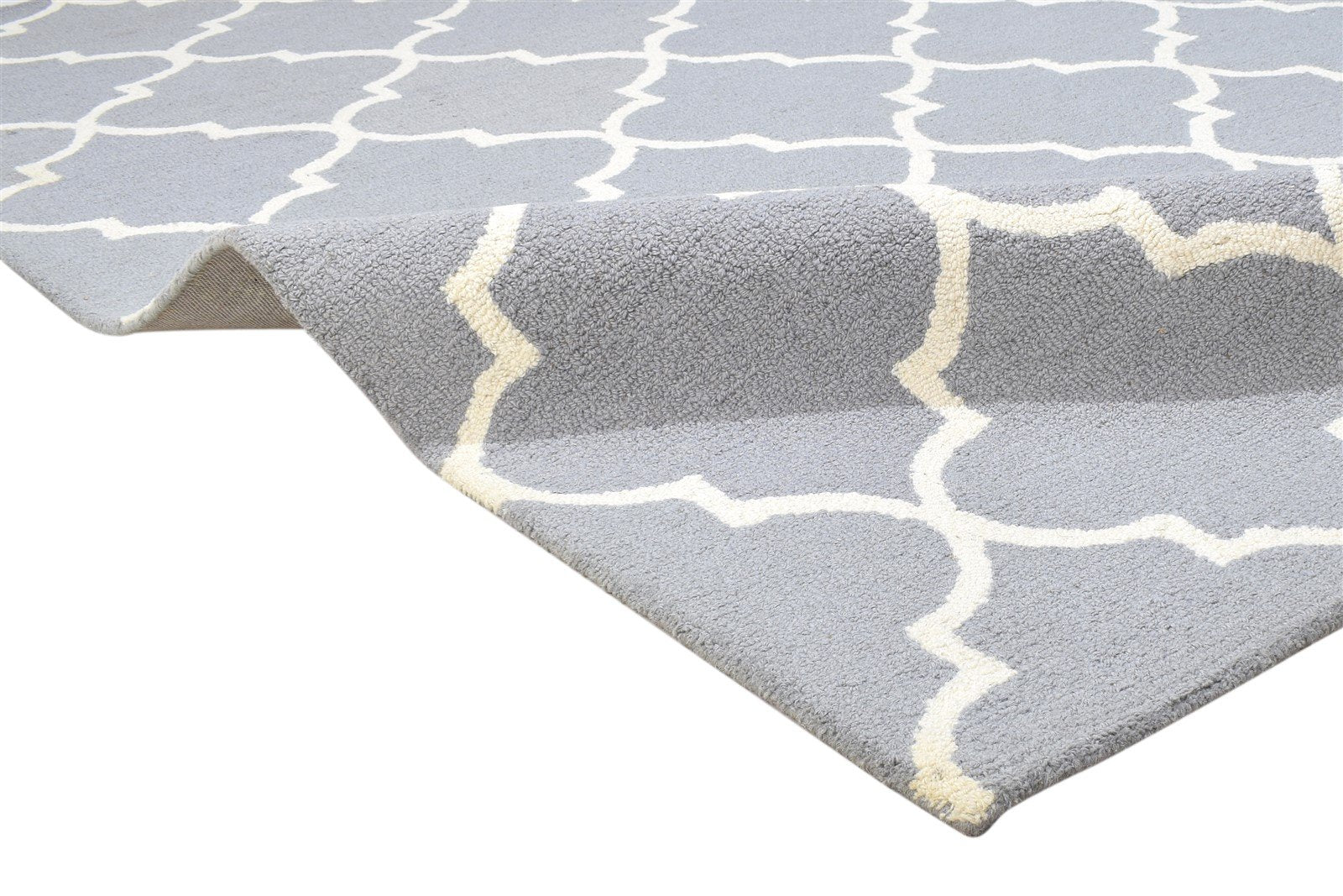 5' X 8' Rug Wool Grey Modern Hand Tufted Moroccan Trellis Room Size Carpet 7864287297685