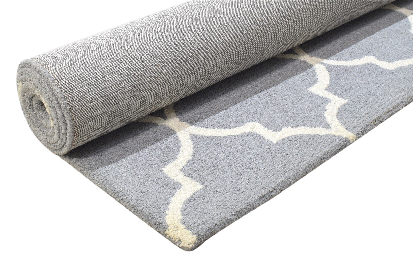 5' X 8' Rug Wool Grey Modern Hand Tufted Moroccan Trellis Room Size Carpet 7864287297685