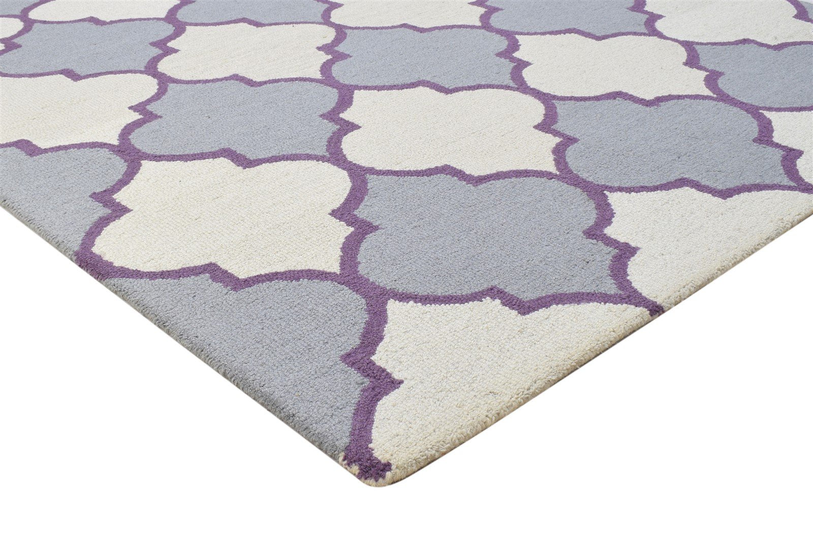 5' X 8' Rug Wool Grey Modern Hand Tufted Moroccan Trellis Room Size Carpet 7864291623061
