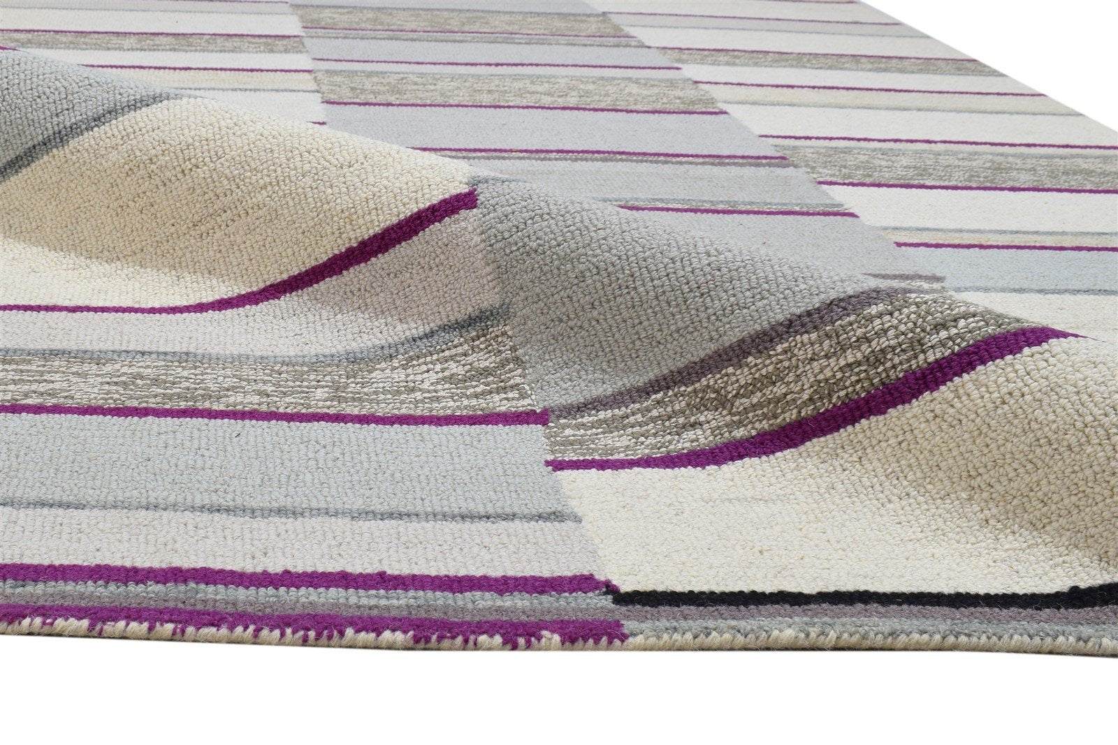 5' X 8' Rug Wool Grey Modern Hand Tufted Scandinavian Striped Room Size Carpet 7864263770261