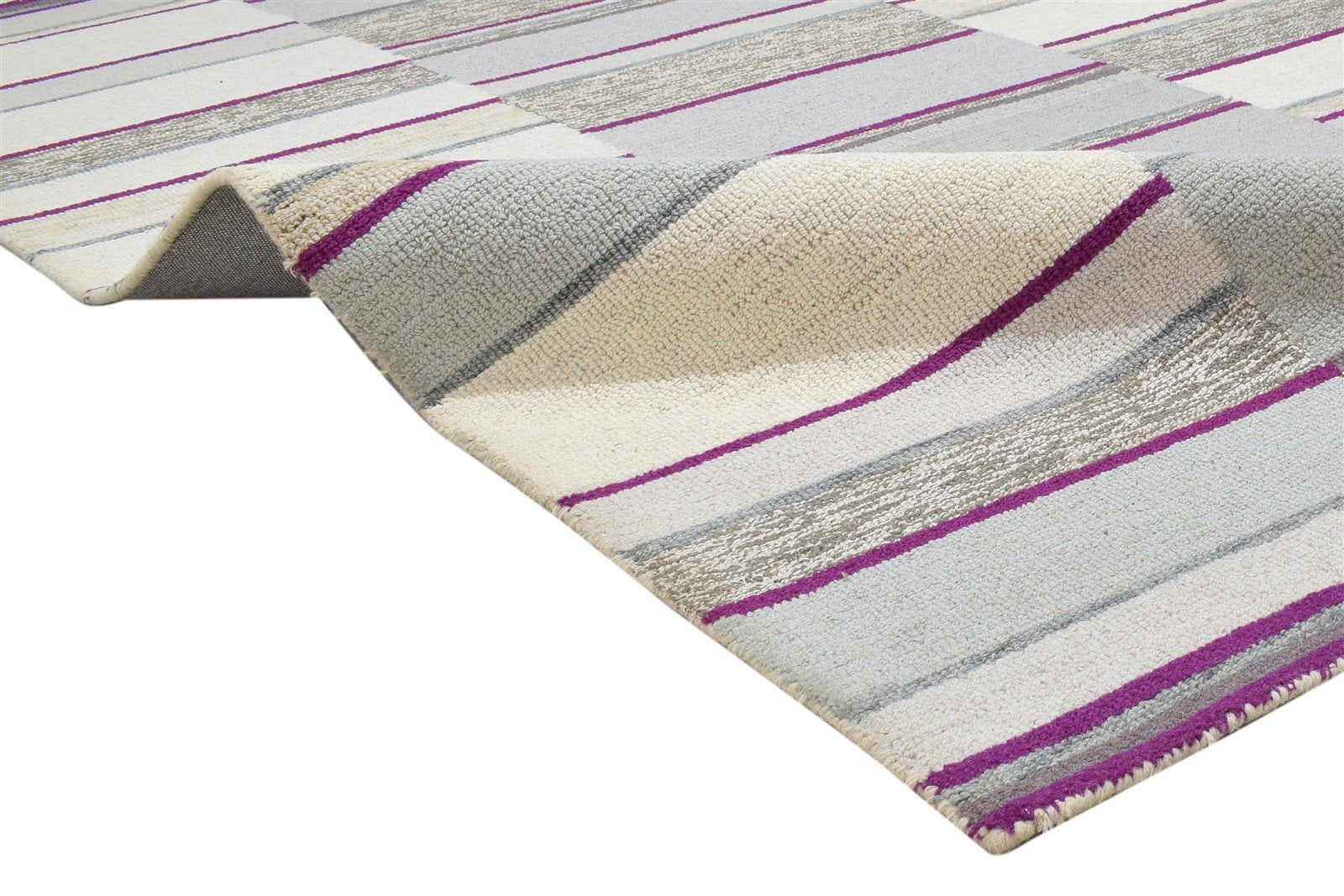 5' X 8' Rug Wool Grey Modern Hand Tufted Scandinavian Striped Room Size Carpet 7864263770261