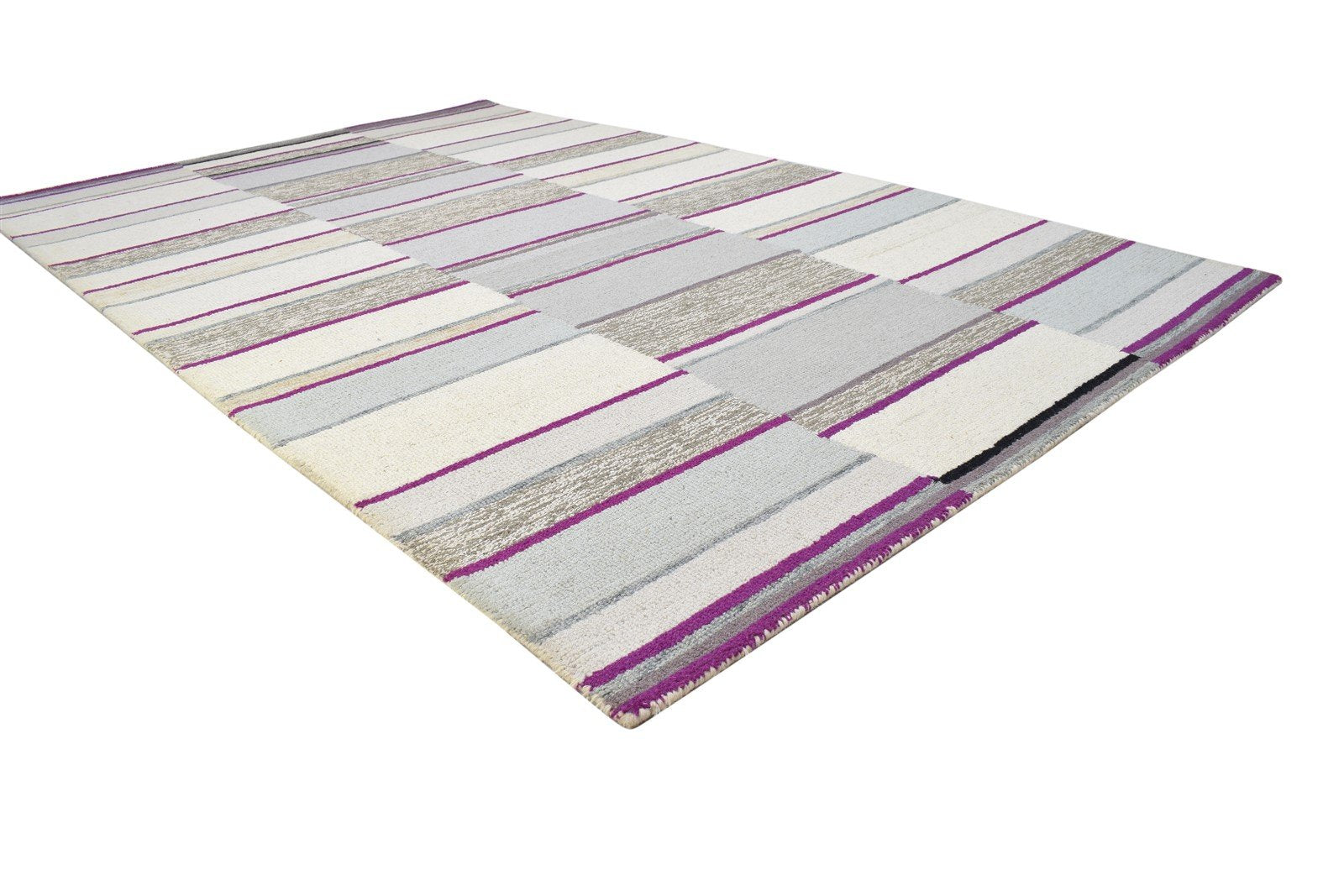 5' X 8' Rug Wool Grey Modern Hand Tufted Scandinavian Striped Room Size Carpet 7864263770261