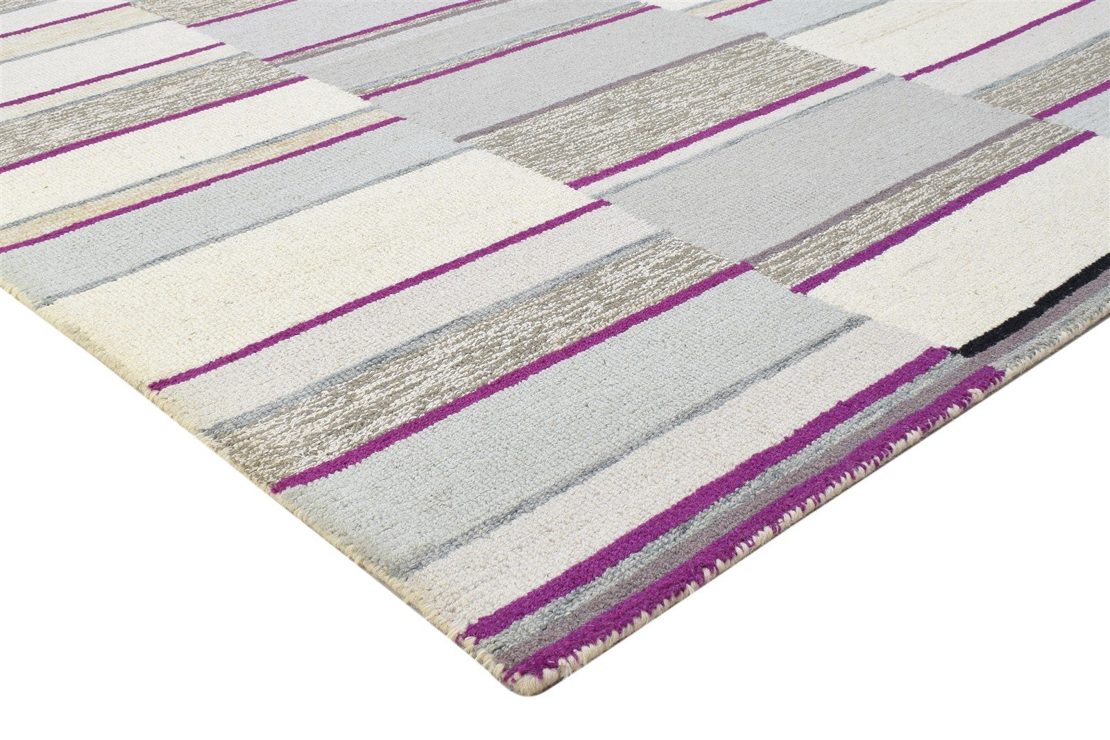 5' X 8' Rug Wool Grey Modern Hand Tufted Scandinavian Striped Room Size Carpet 7864263770261