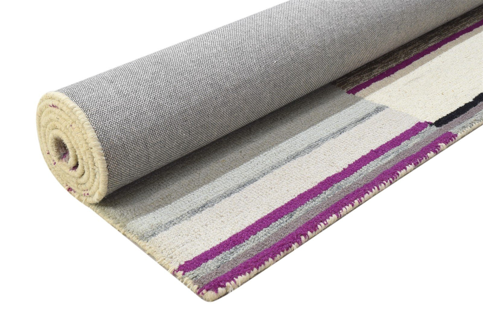 5' X 8' Rug Wool Grey Modern Hand Tufted Scandinavian Striped Room Size Carpet 7864263770261