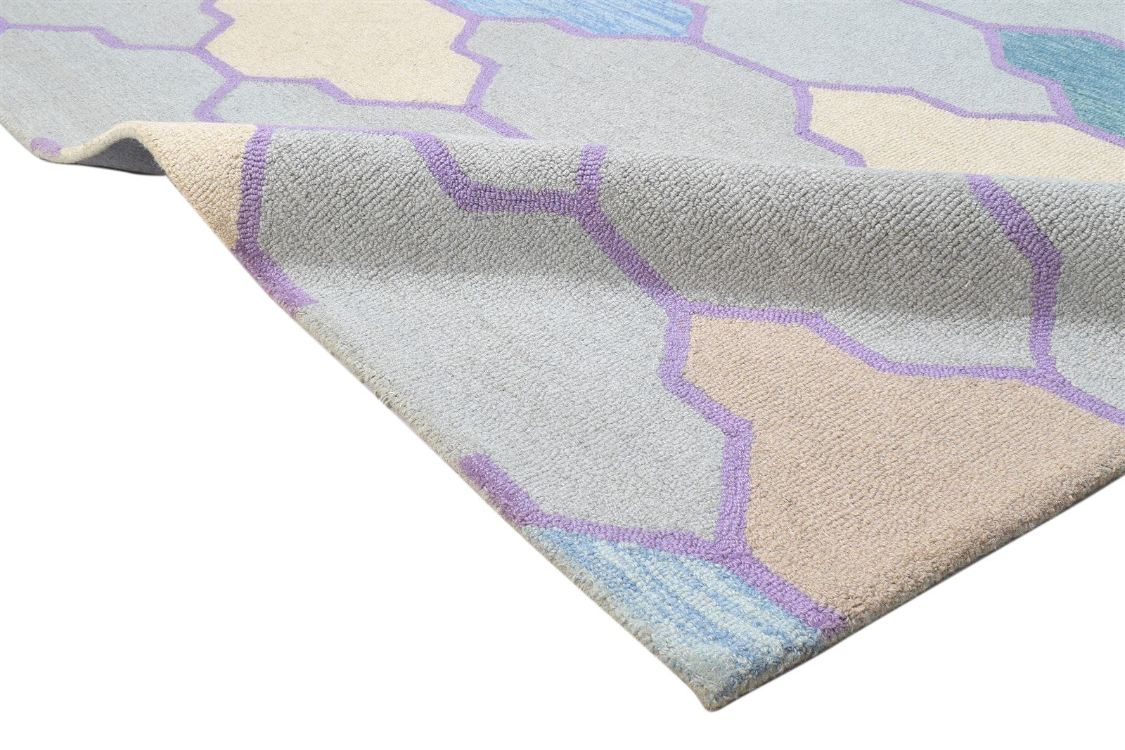 5' X 8' Rug Wool Grey Modern Hand Tufted Scandinavian Trellis Room Size Carpet 7864095899797
