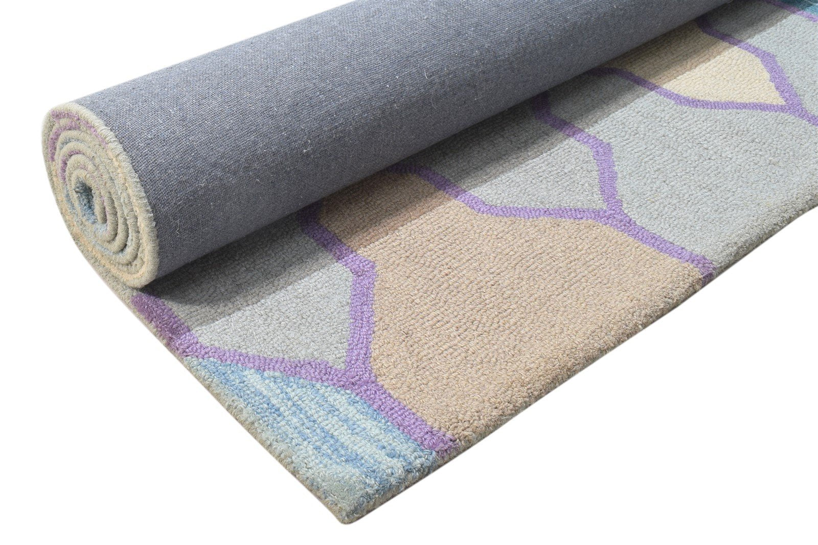 5' X 8' Rug Wool Grey Modern Hand Tufted Scandinavian Trellis Room Size Carpet 7864095899797