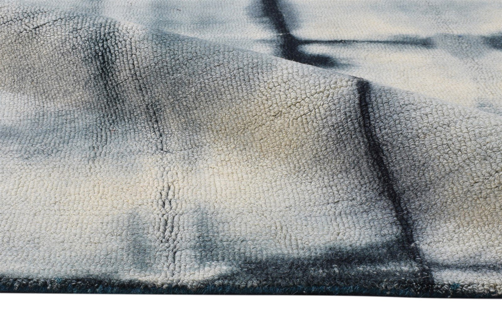 5' X 8' Rug Wool Grey Modern Hand Tufted Shibori Tie Dye Room Size Carpet 7865172361365